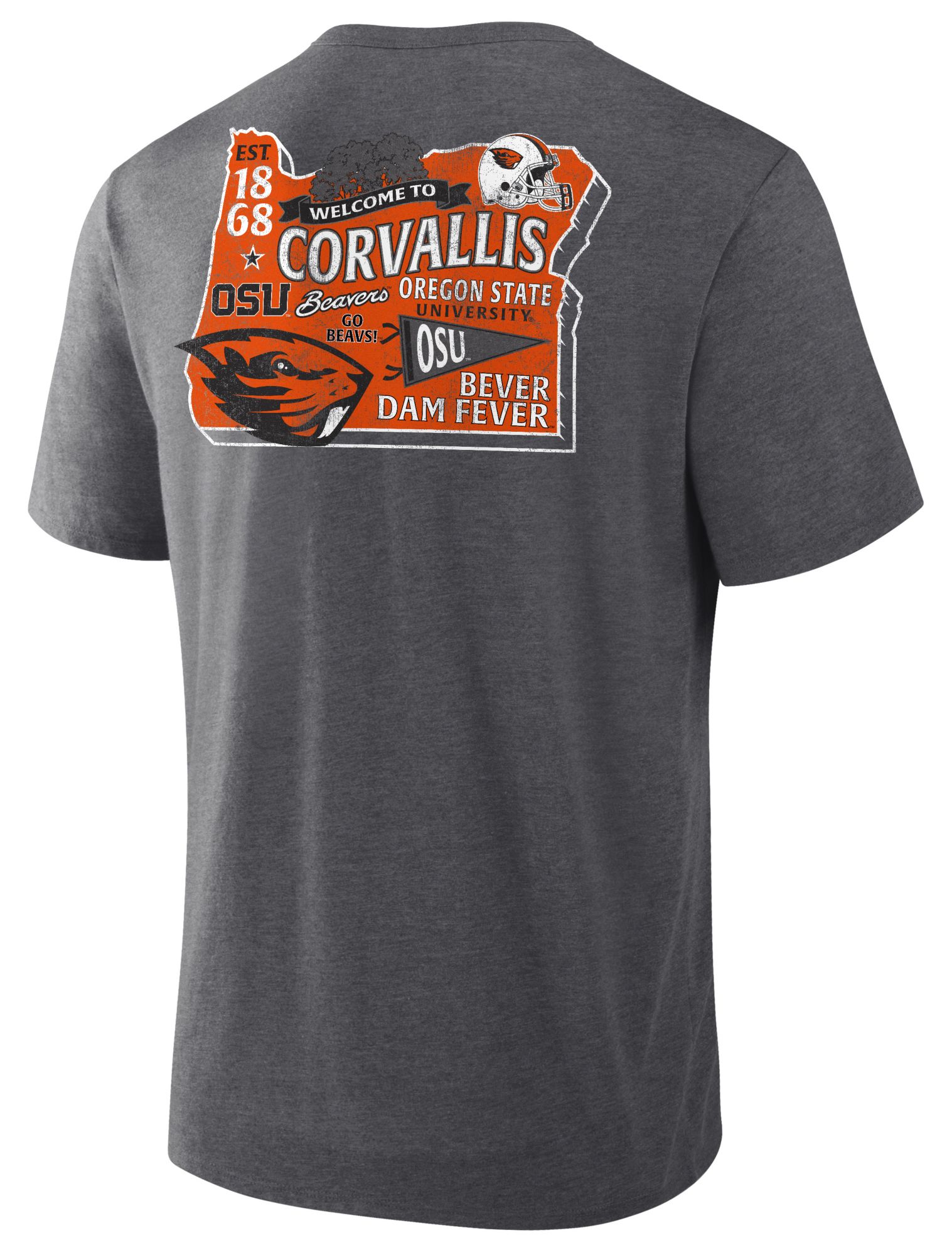 NCAA Men's Oregon State Beavers Charcoal Heather Triblend State T-Shirt product image
