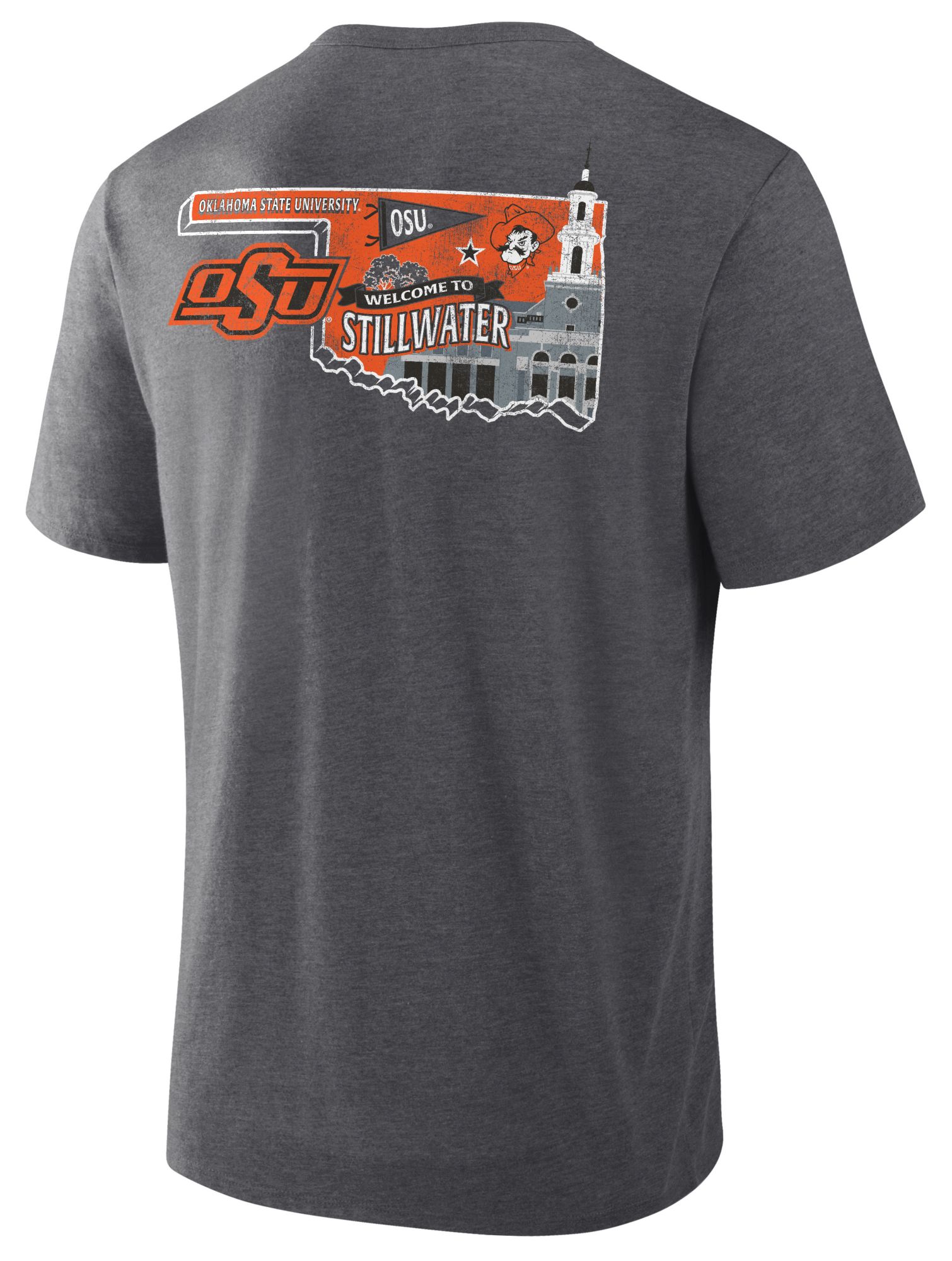 NCAA Men's Oklahoma State Cowboys Charcoal Heather Triblend State T-Shirt product image