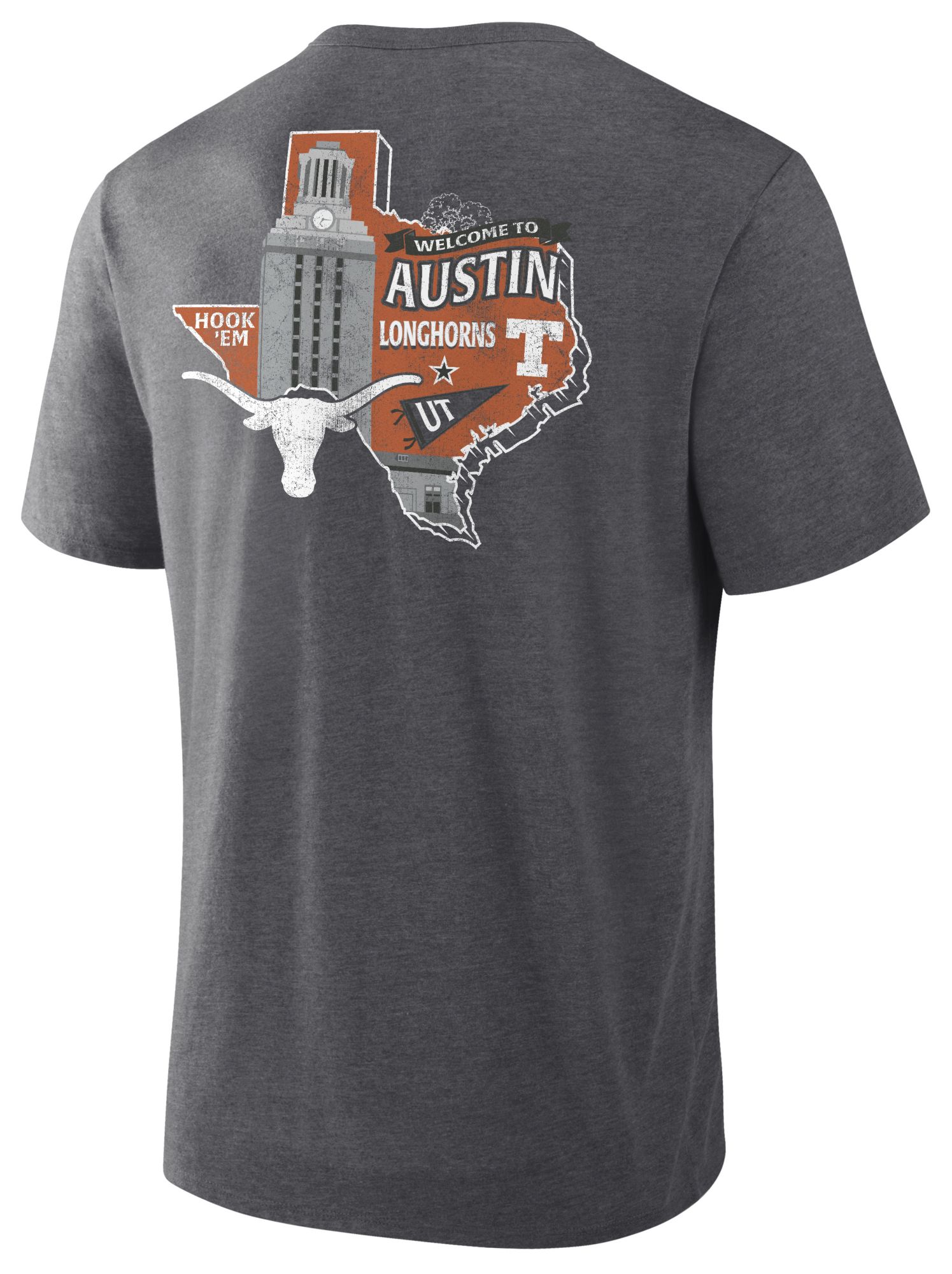 NCAA Men's Texas Longhorns Charcoal Heather Triblend State T-Shirt product image