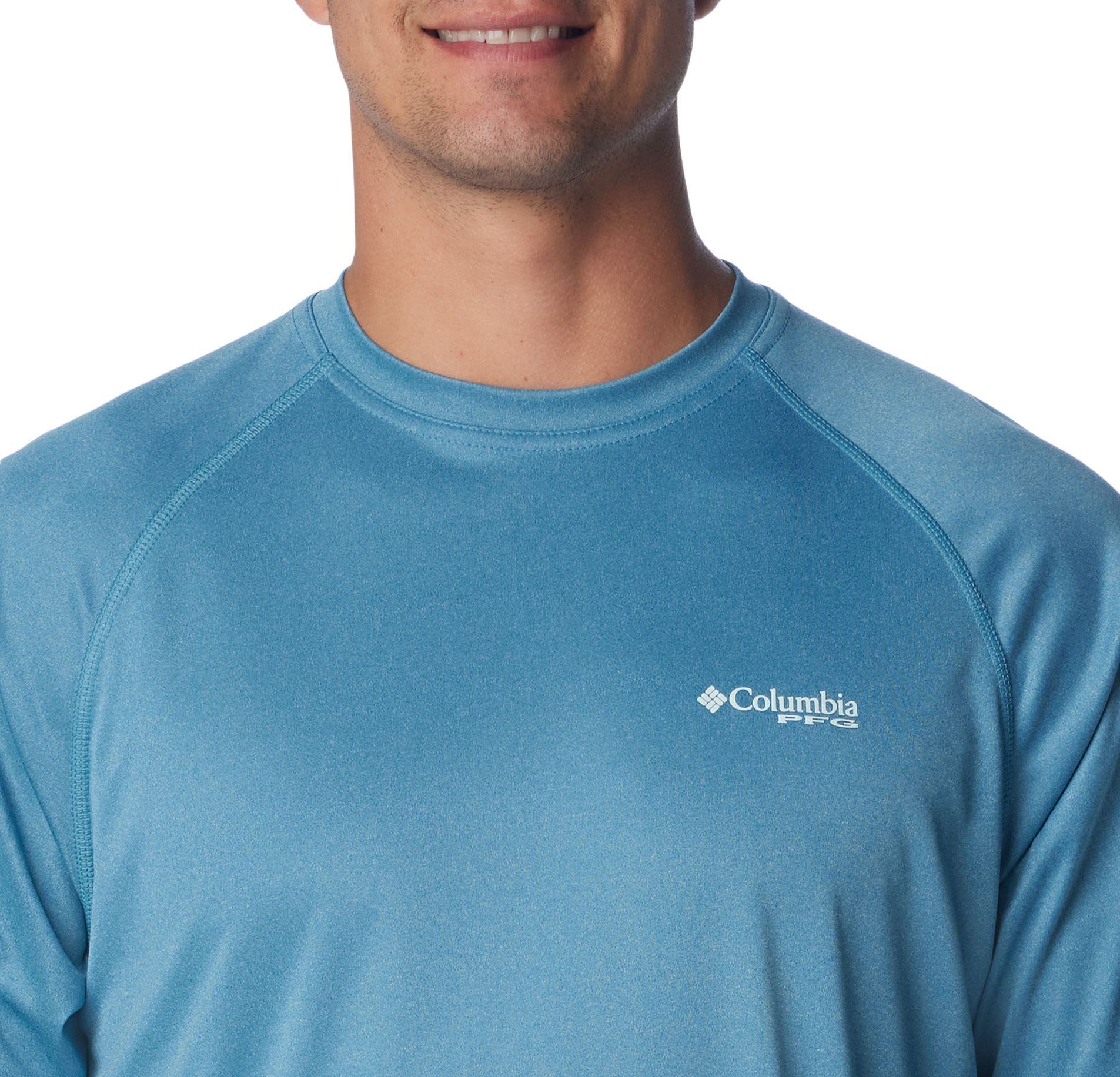 Columbia PFG Terminal Tackle Heather Long-Sleeve Shirt for Men - Red Spark  Heather/White Logo…