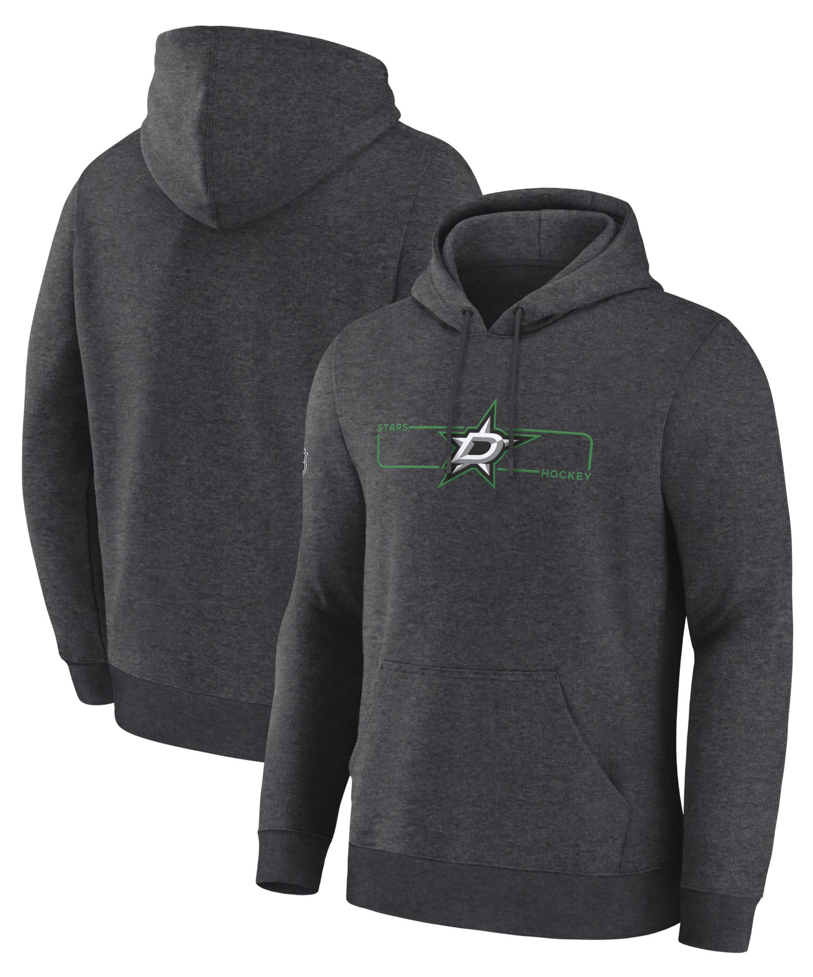 NHL Men's Dallas Stars Charcoal Heather Rink Primary Fleece Pullover Hoodie product image