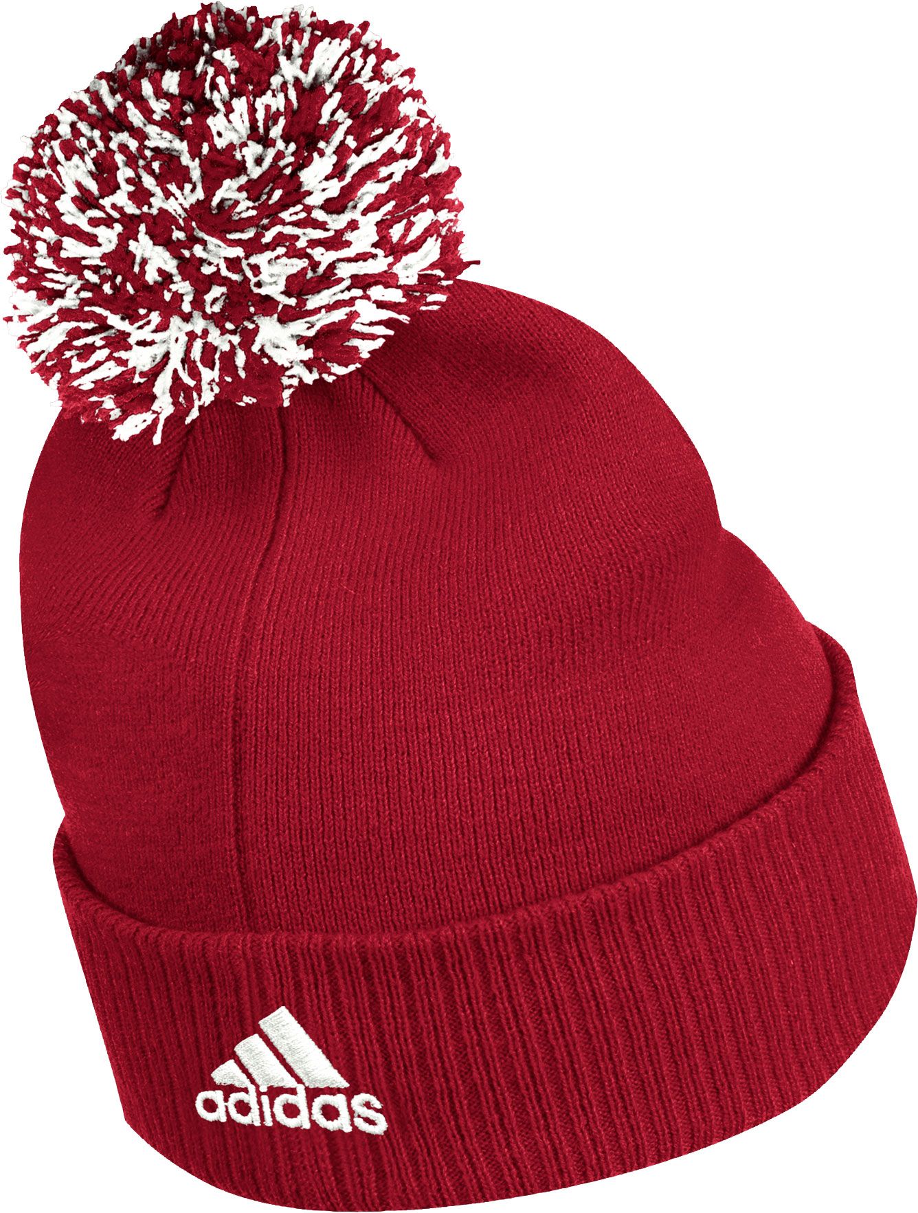 adidas Men's Nebraska Cornhuskers Scarlet Cuffed Pom Knit Beanie product image