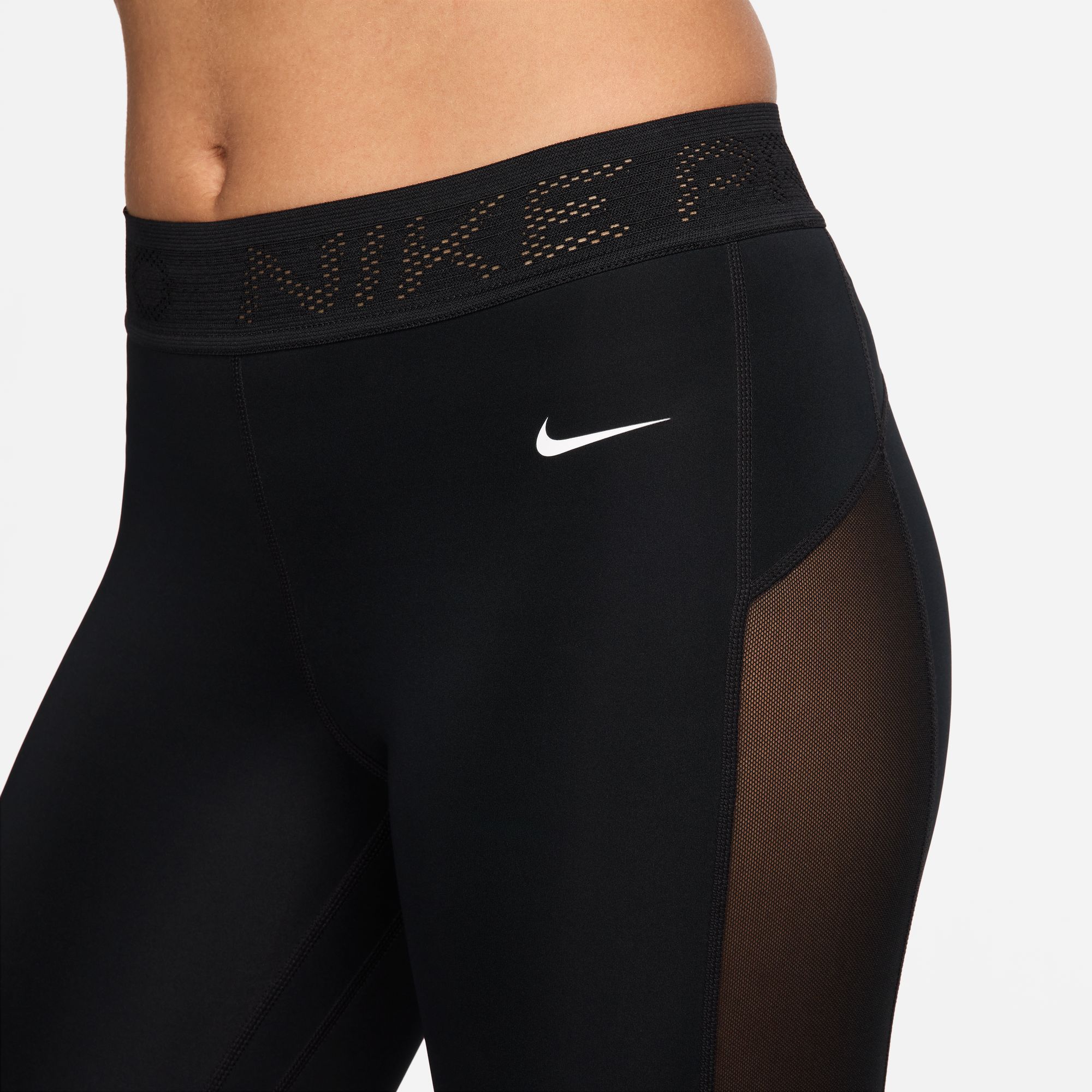 Nike Women's Pro Mid-Rise 7/8 Mesh-Paneled Leggings product image