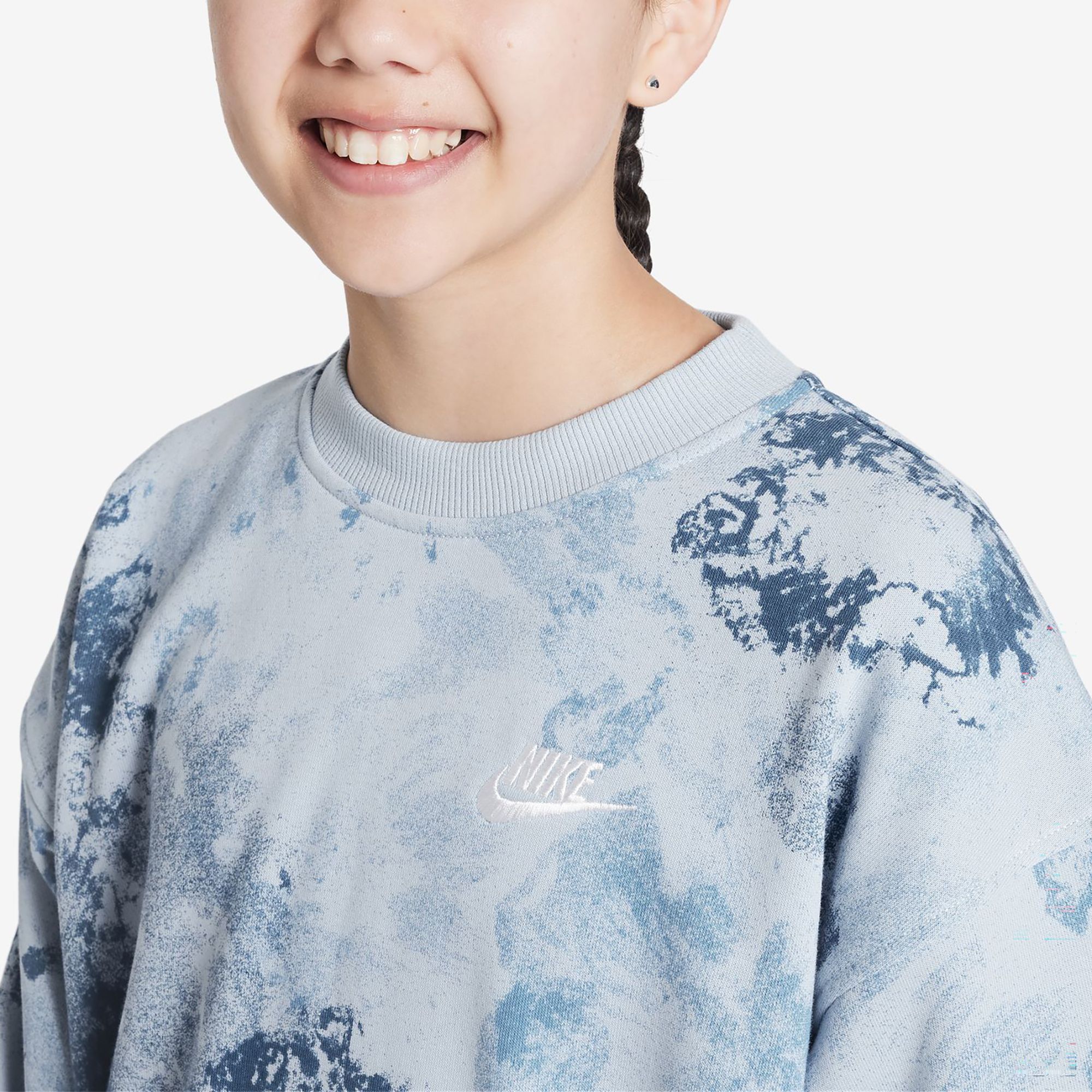 Nike Girls' Sportswear Club Fleece Oversized Printed Crewneck Sweatshirt product image
