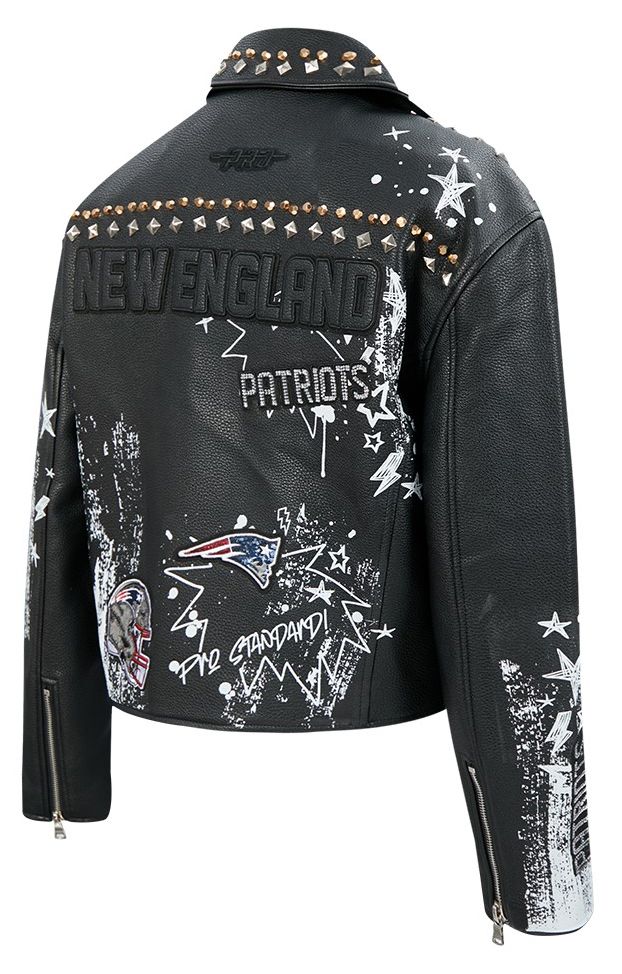 Pro Standard Women's New England Patriots Black Sketchbook Full-Zip Leather Jacket product image