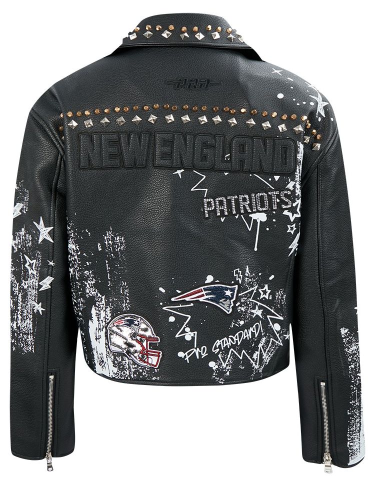 Pro Standard Women's New England Patriots Black Sketchbook Full-Zip Leather Jacket product image
