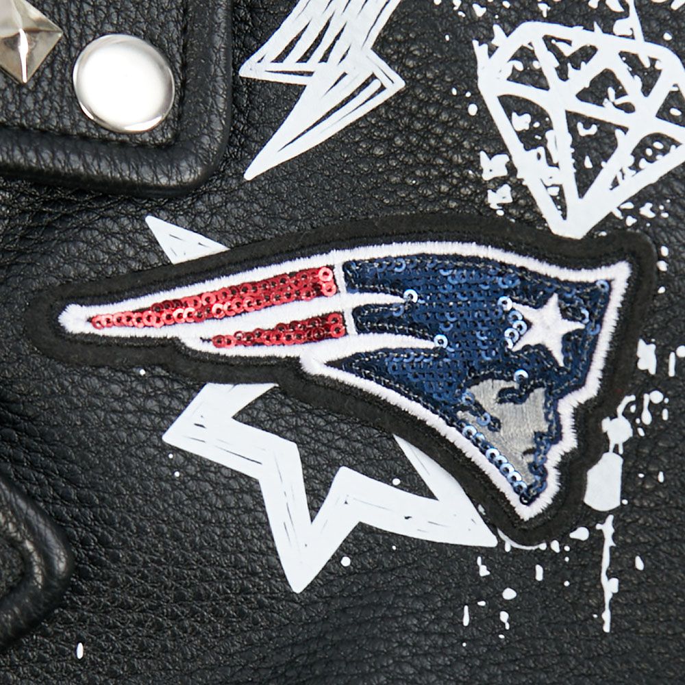 Pro Standard Women's New England Patriots Black Sketchbook Full-Zip Leather Jacket product image