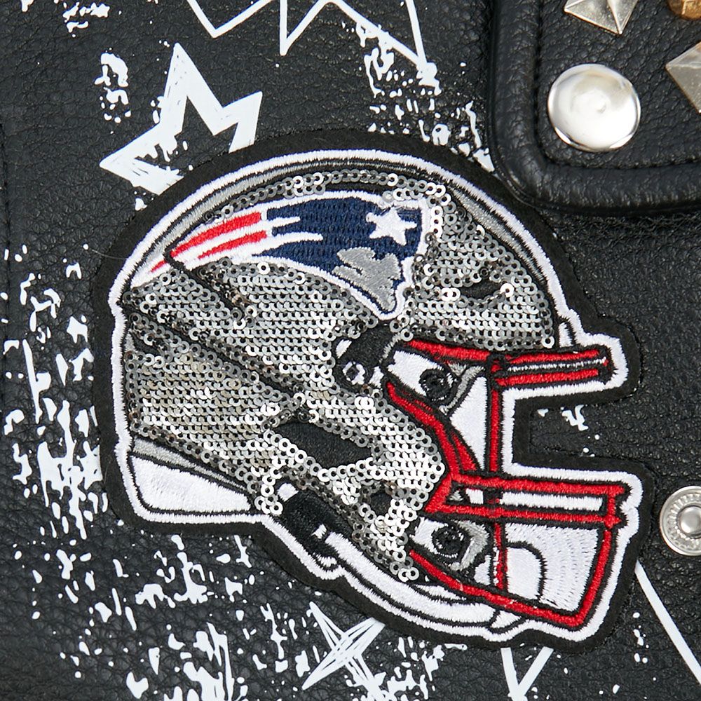 Pro Standard Women's New England Patriots Black Sketchbook Full-Zip Leather Jacket product image