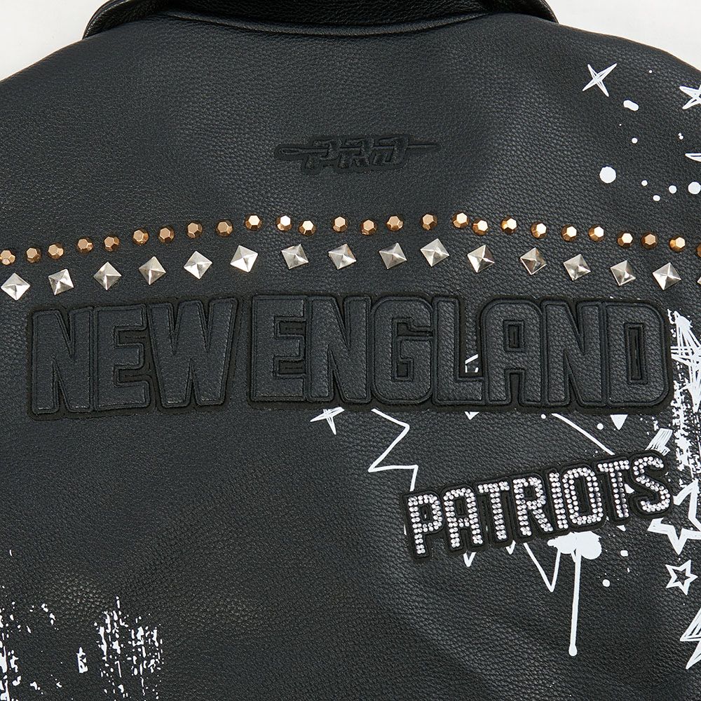 Pro Standard Women's New England Patriots Black Sketchbook Full-Zip Leather Jacket product image