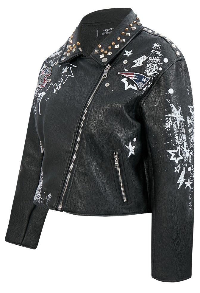 Pro Standard Women's New England Patriots Black Sketchbook Full-Zip Leather Jacket product image