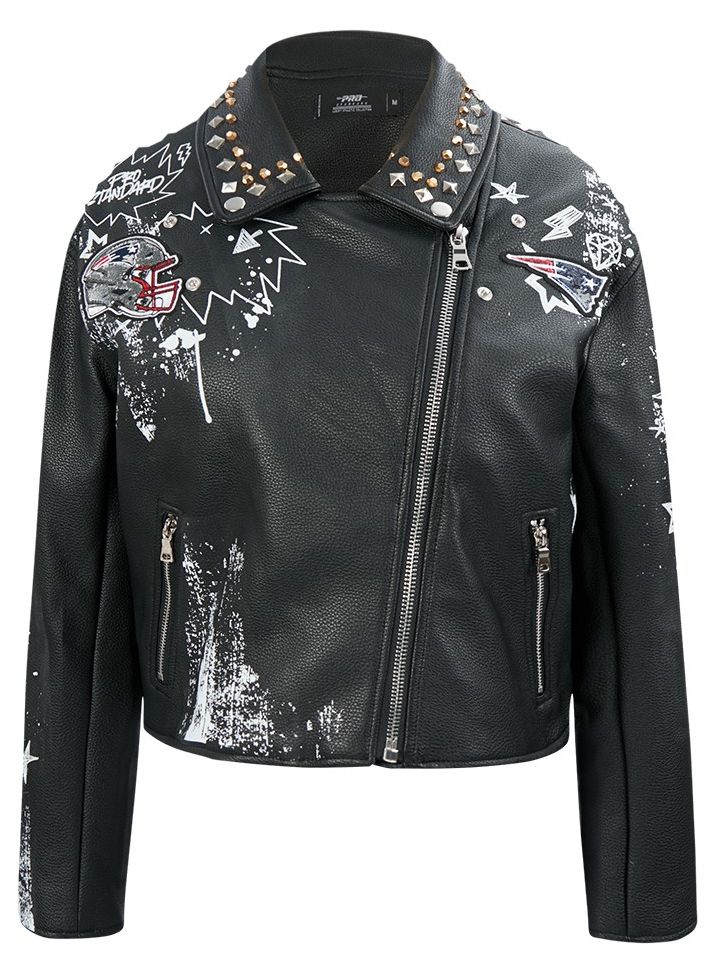 Pro Standard Women's New England Patriots Black Sketchbook Full-Zip Leather Jacket product image