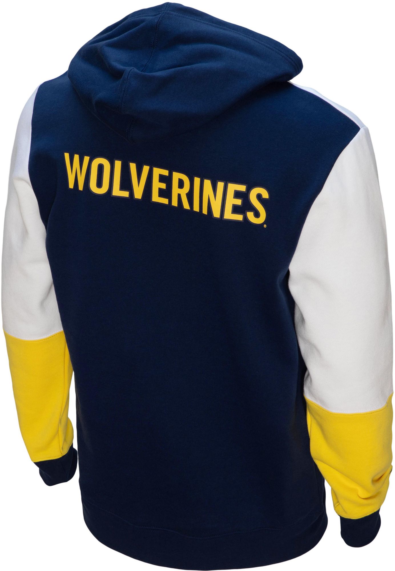 Mitchell & Ness Men's Michigan Wolverines White/Blue Fusion Fleece 2.0 Hoodie product image