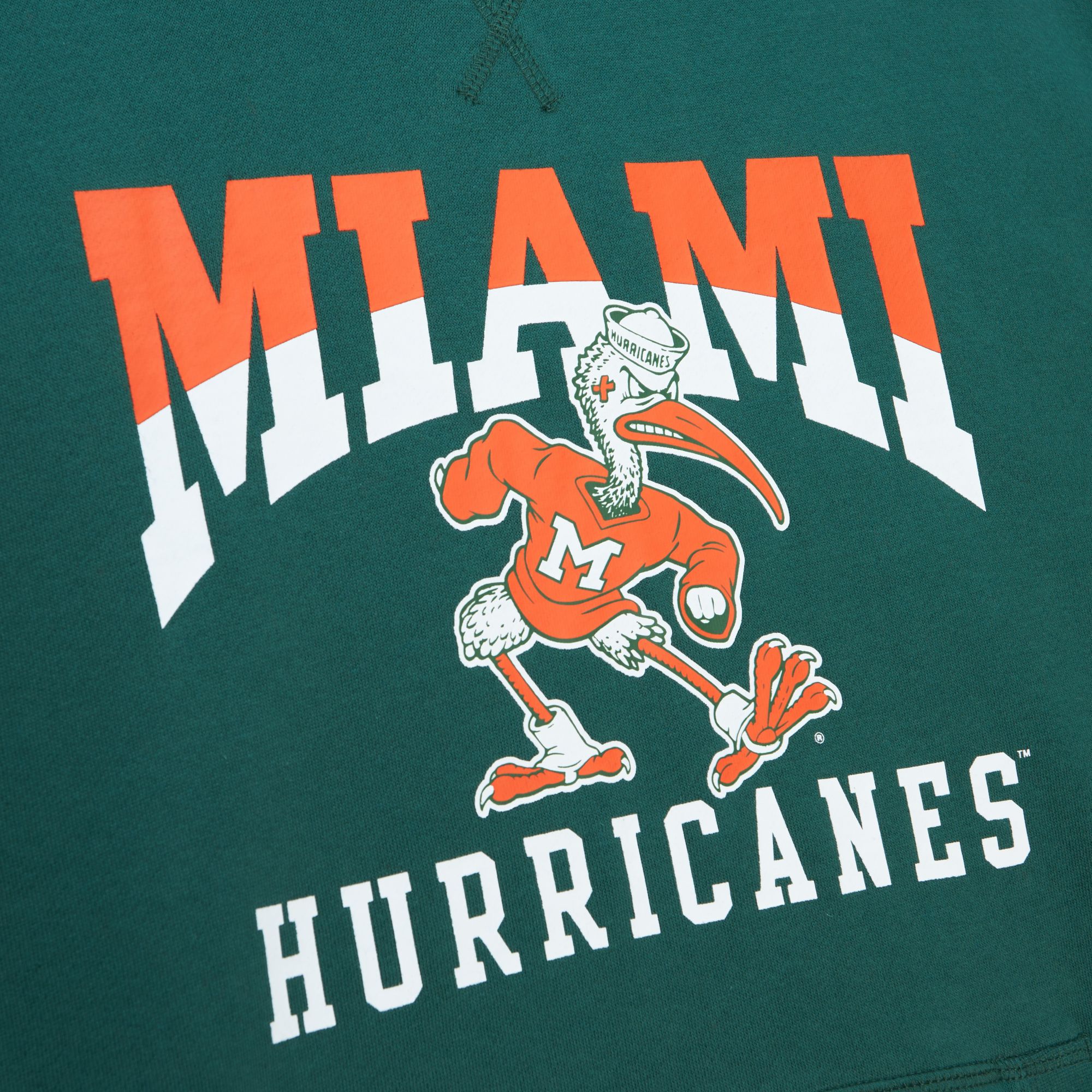 Mitchell & Ness Men's Miami Hurricanes Green Pregame Short Sleeve Pullover Hoodie product image
