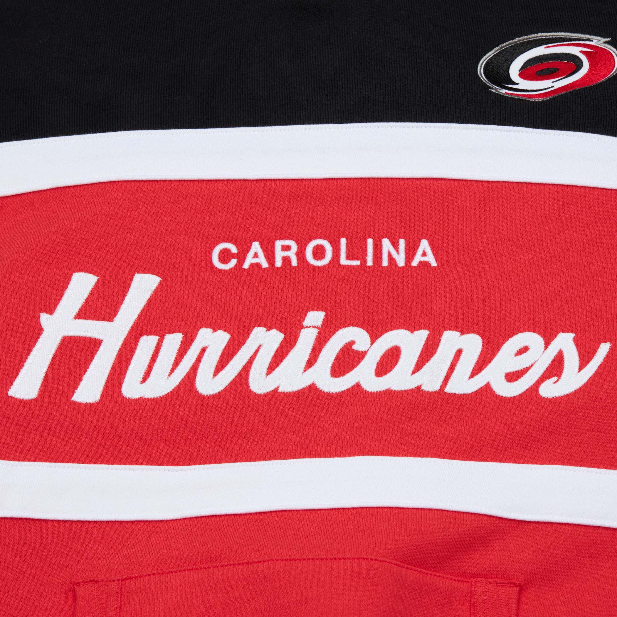 Mitchell & Ness Men's Carolina Hurricanes Black/Red Head Coach Pullover Hoodie product image