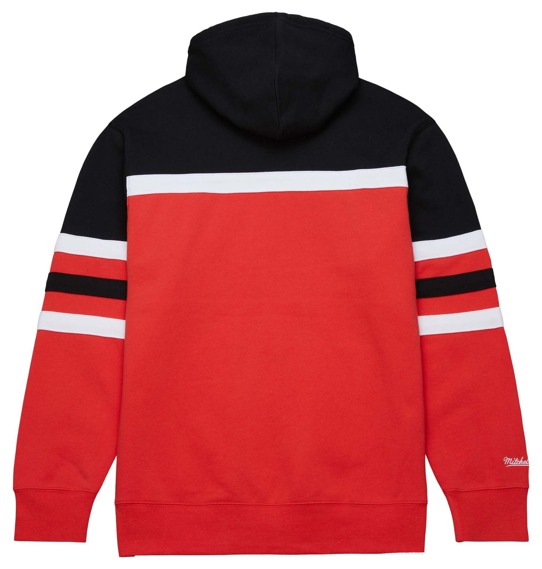 Mitchell & Ness Men's Carolina Hurricanes Black/Red Head Coach Pullover Hoodie product image