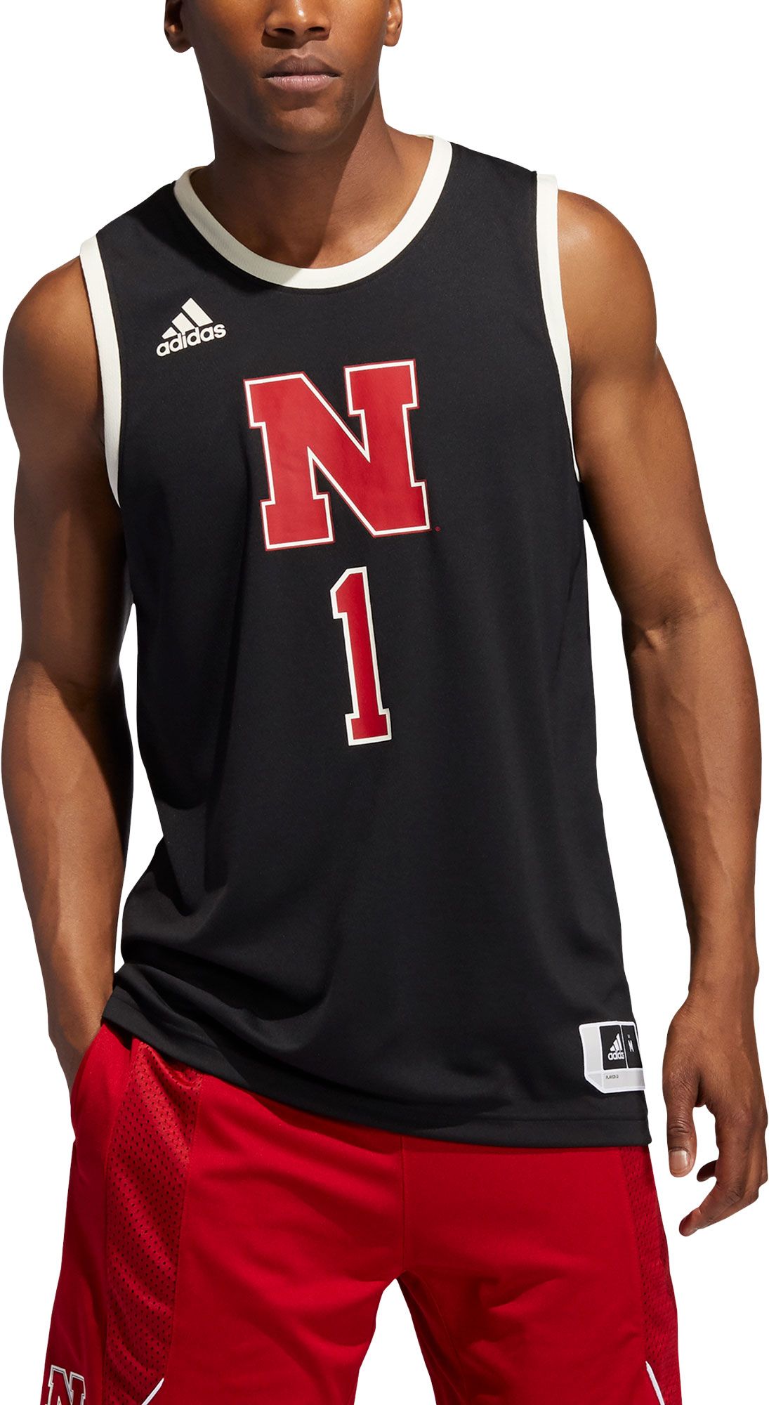 adidas Men's Nebraska Cornhuskers #1 Black Swingman Replica Basketball Jersey product image