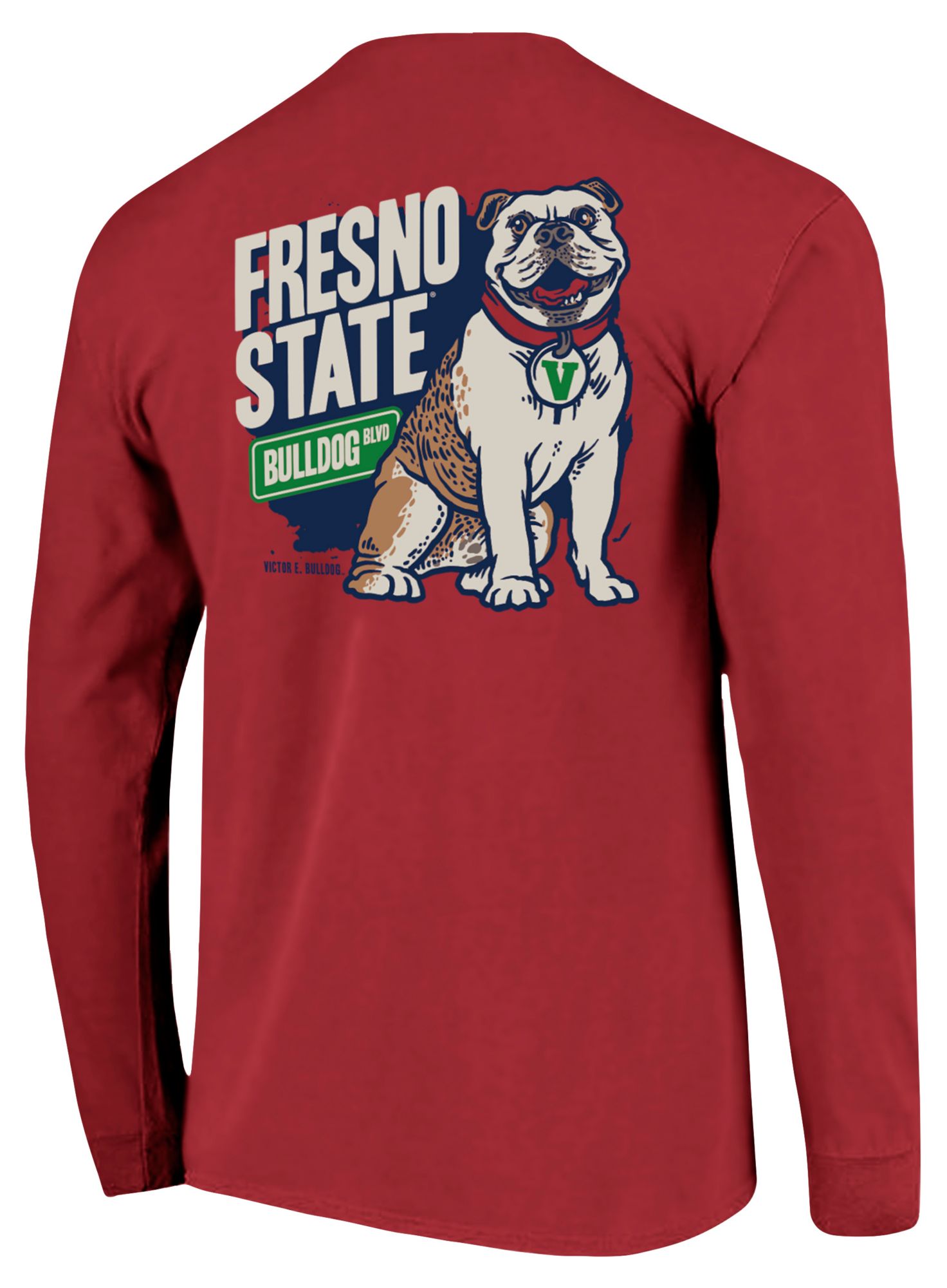 Image One Men's Fresno State Bulldogs Red Sitting Mascot Street Sign Long Sleeve T-Shirt product image