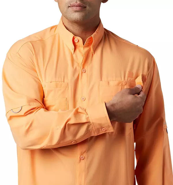 Columbia L Men's PFG Fishing Shirt Orange Roll Tab