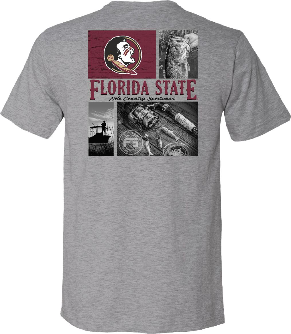 FloGrown Men's Florida State Seminoles Grey Multiplane Bass T-Shirt product image
