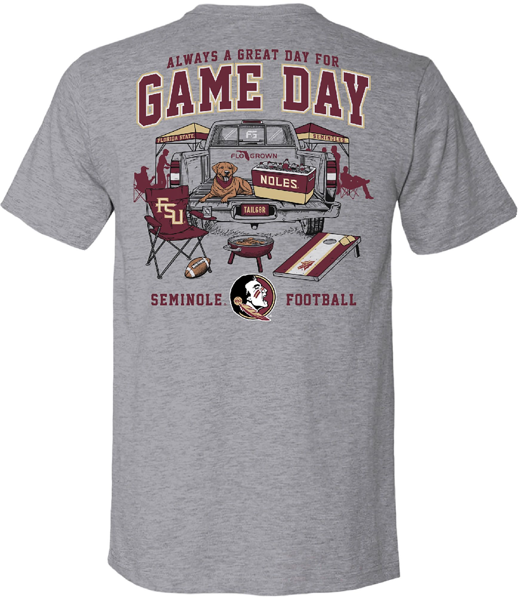 FloGrown Men's Florida State Seminoles Heather Gray Game Day Tailgate Short Sleeve T-Shirt product image