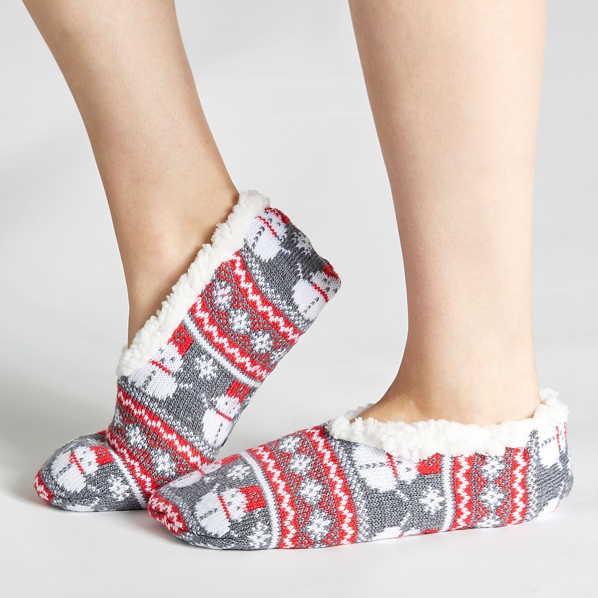 Field & Stream Women's Cozy Cabin Snowman Nordic Slipper Socks - Big ...