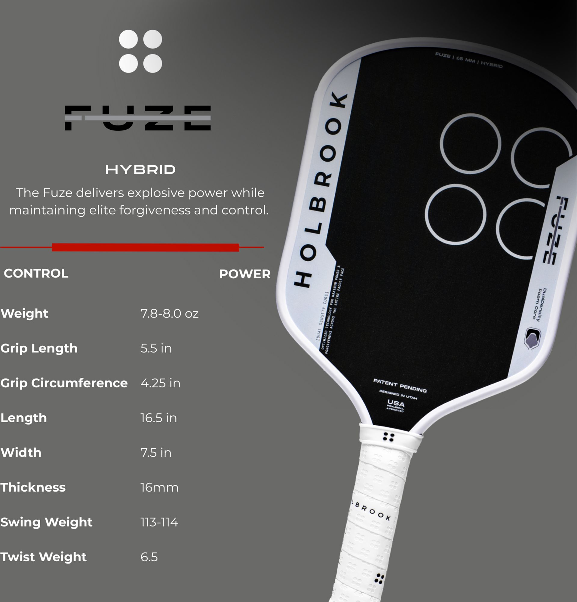 Holbrook Fuze Hybrid Pickleball Paddle product image