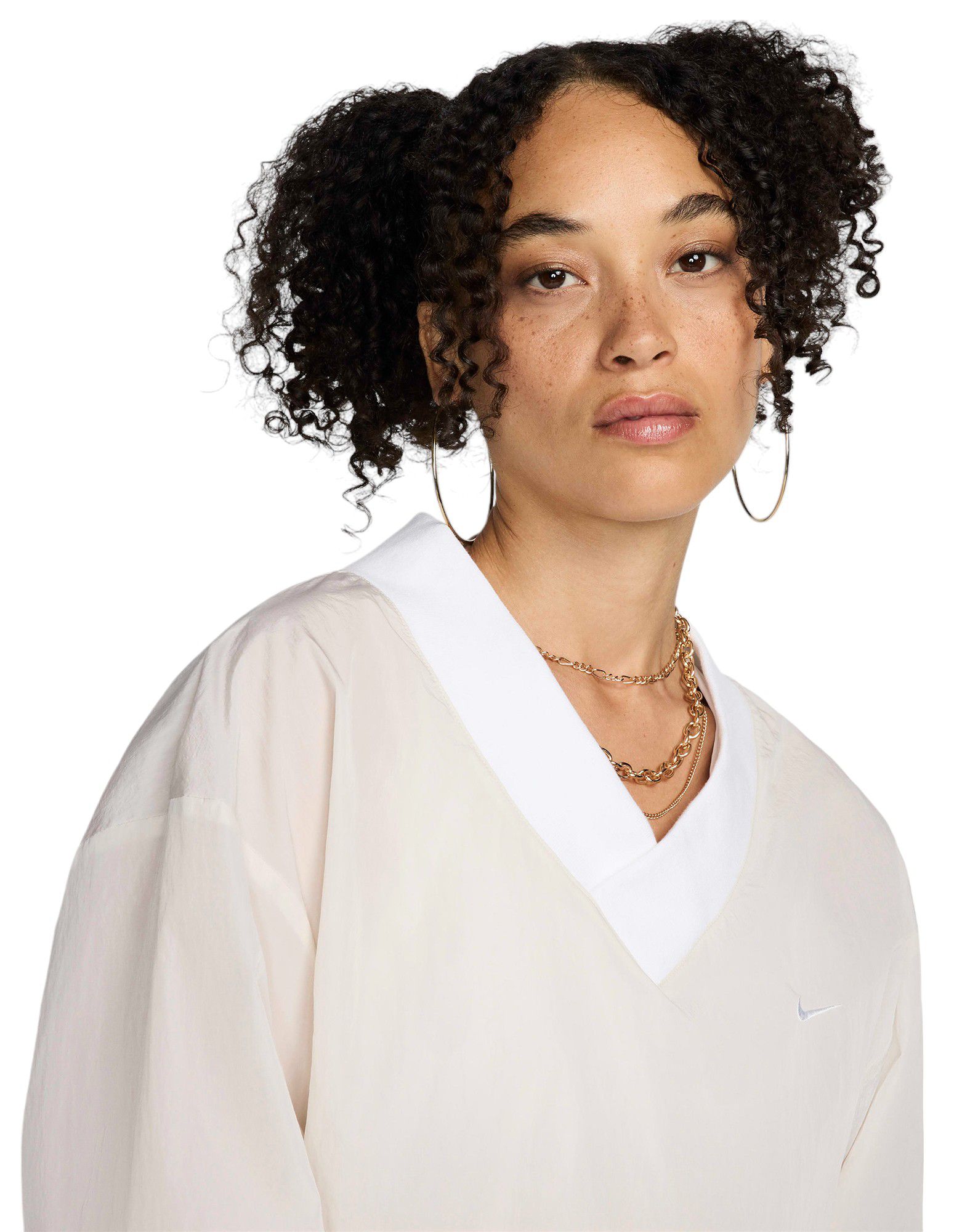 Nike Women's Sportswear Essential Loose UV Woven Long-Sleeve V-Neck Top product image