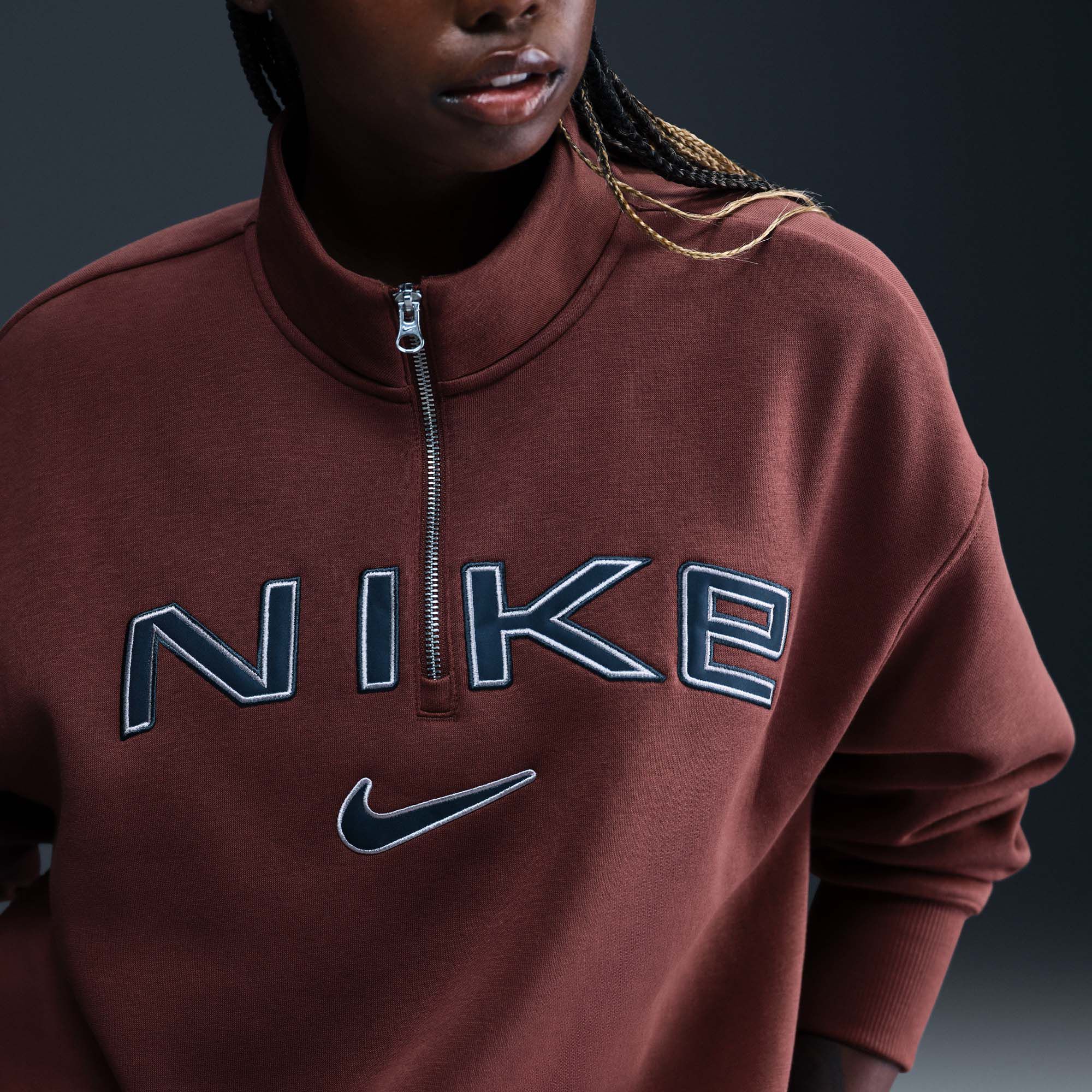 Nike Women's Sportswear Phoenix Fleece Oversized Logo 1/4 Zip Pullover product image