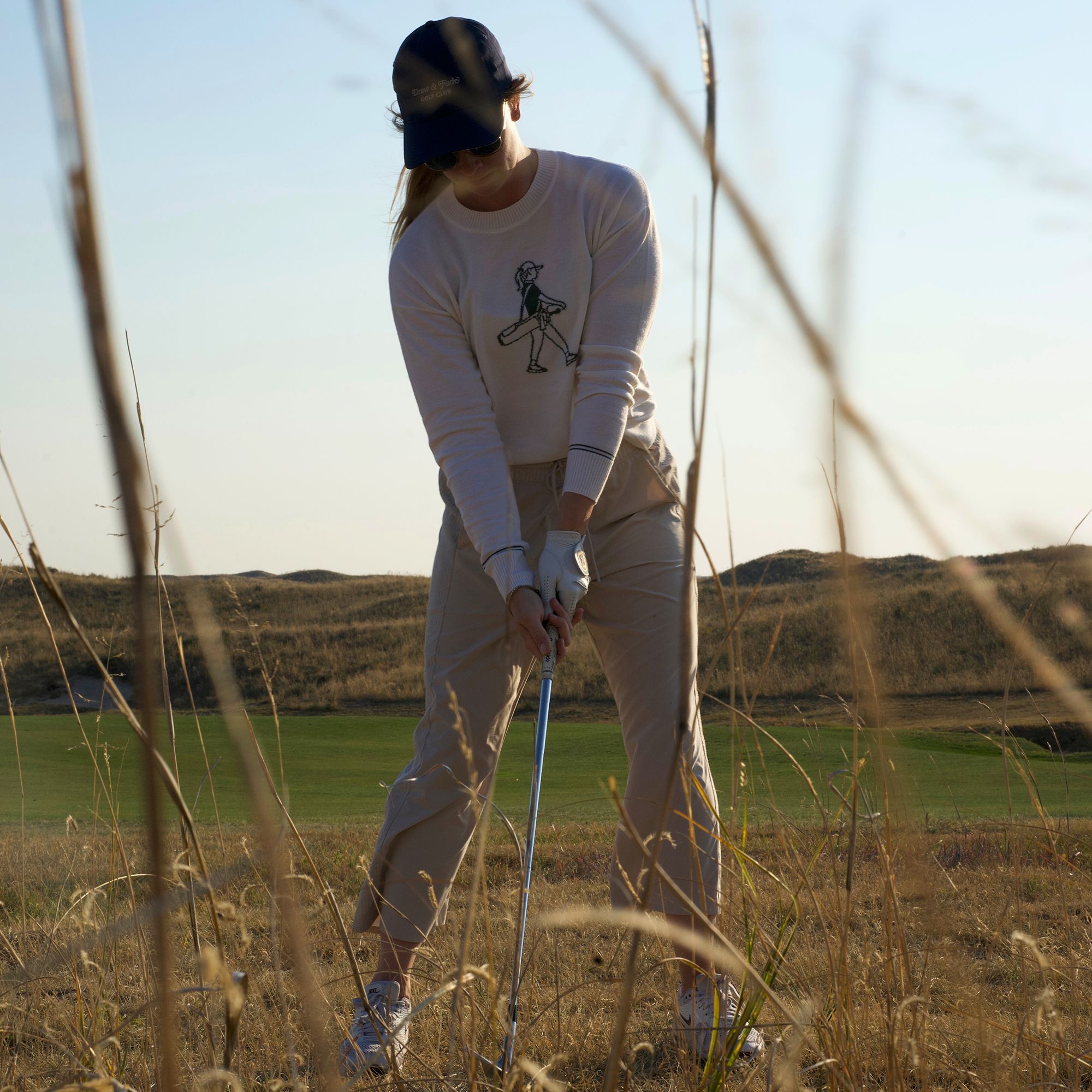 Draw & Fade Women's Walking Girl Crewneck Golf Sweater product image