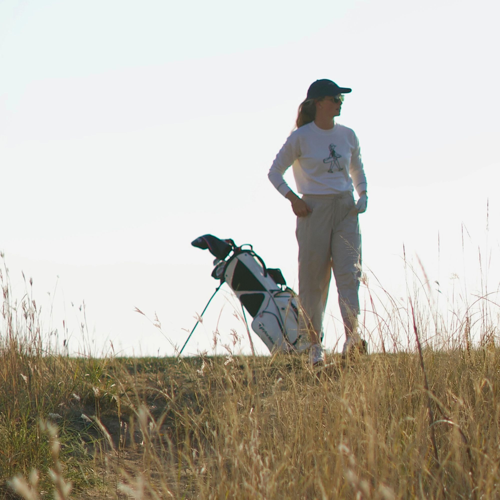 Draw & Fade Women's Walking Girl Crewneck Golf Sweater product image