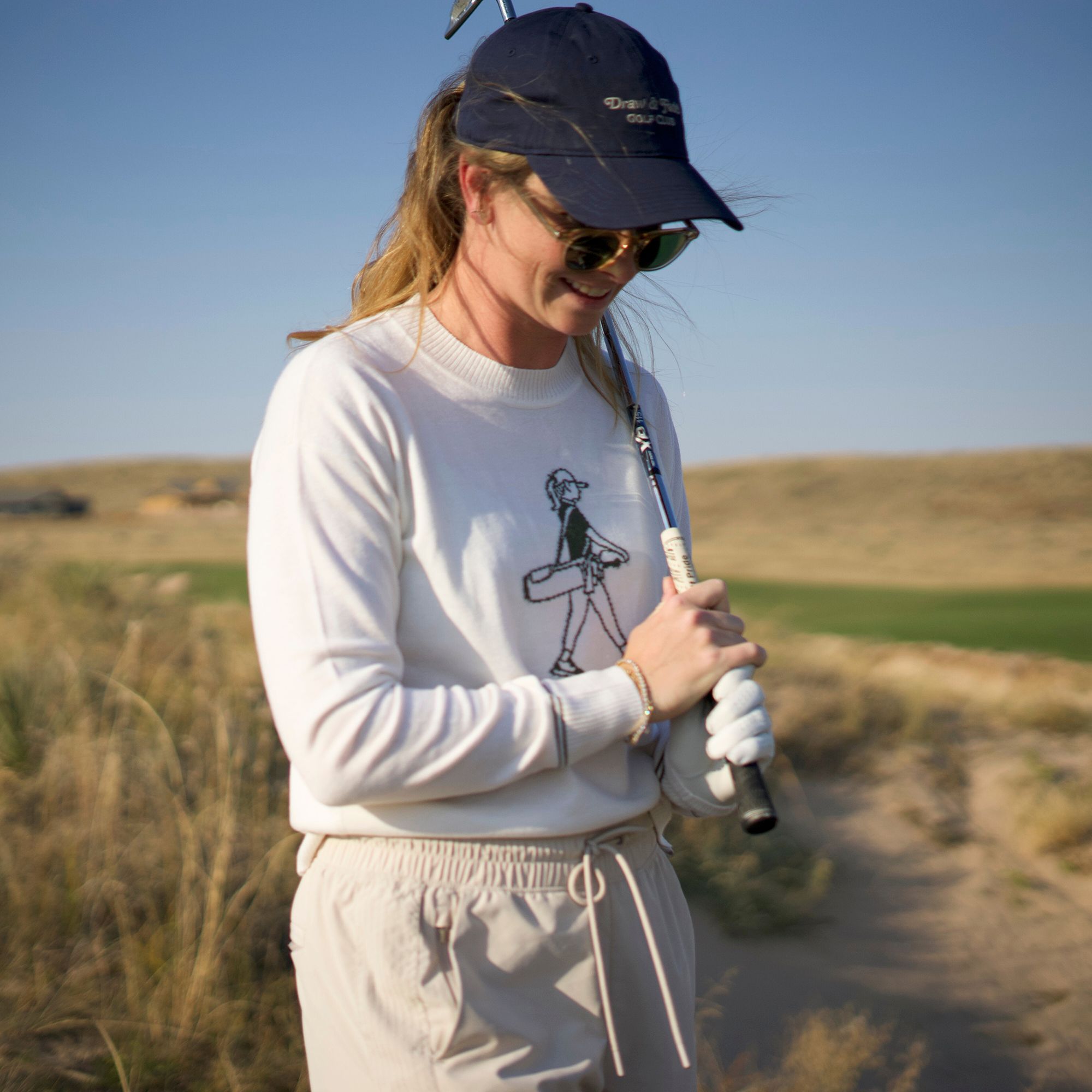 Draw & Fade Women's Walking Girl Crewneck Golf Sweater product image