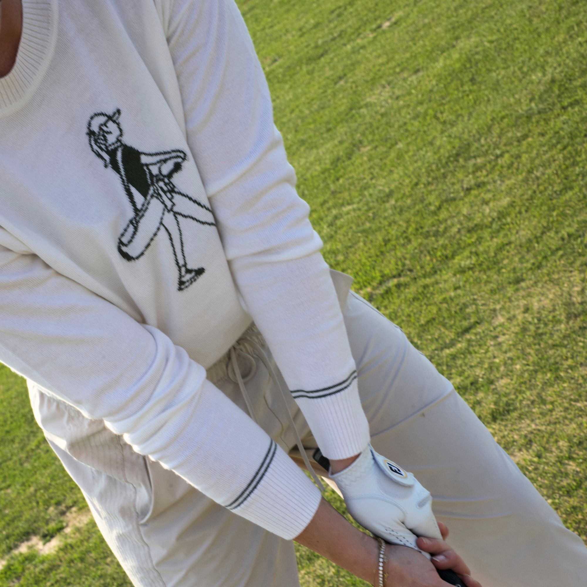 Draw & Fade Women's Walking Girl Crewneck Golf Sweater product image