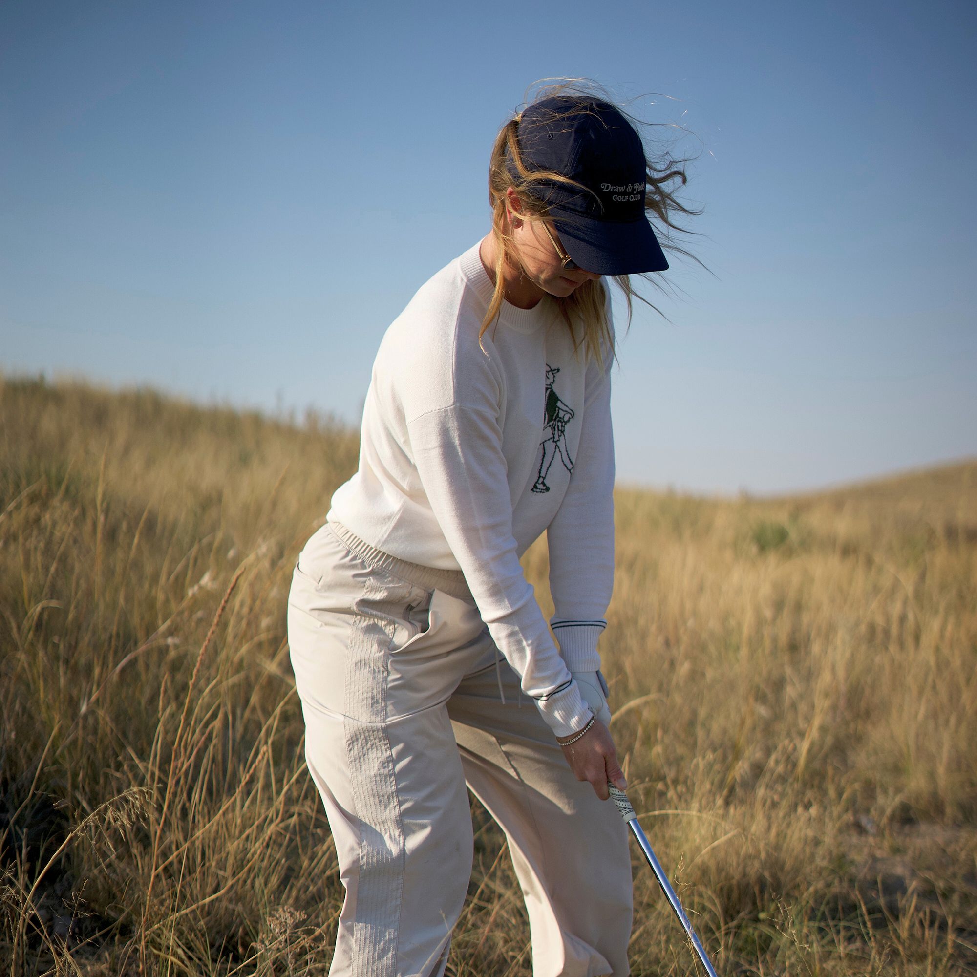 Draw & Fade Women's Walking Girl Crewneck Golf Sweater product image