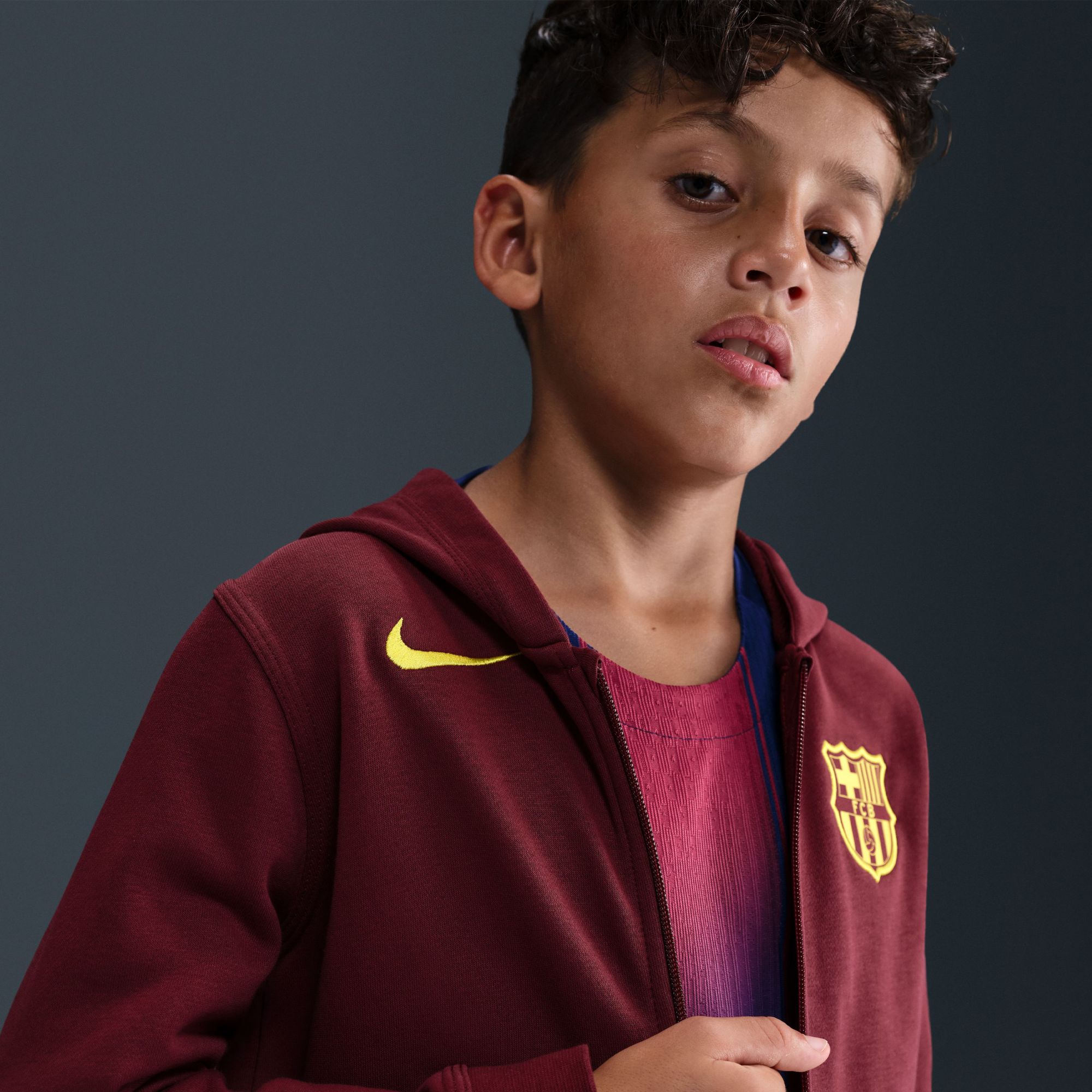 Nike Youth 2025 Barcelona Red Multi Graphic Home Club Full-Zip Hoodie product image