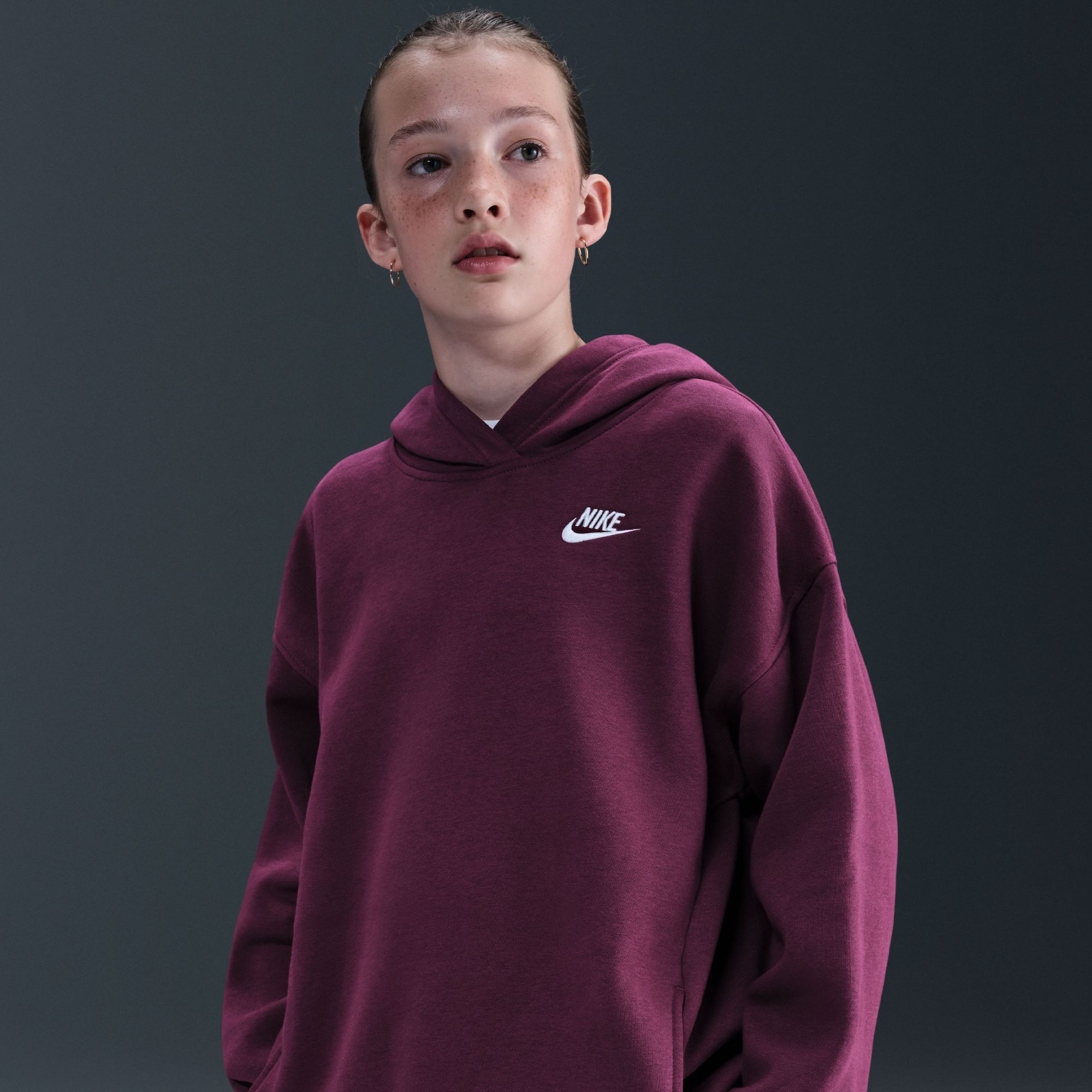 Nike Girls' Sportswear Oversized Club Fleece Pullover Hoodie product image