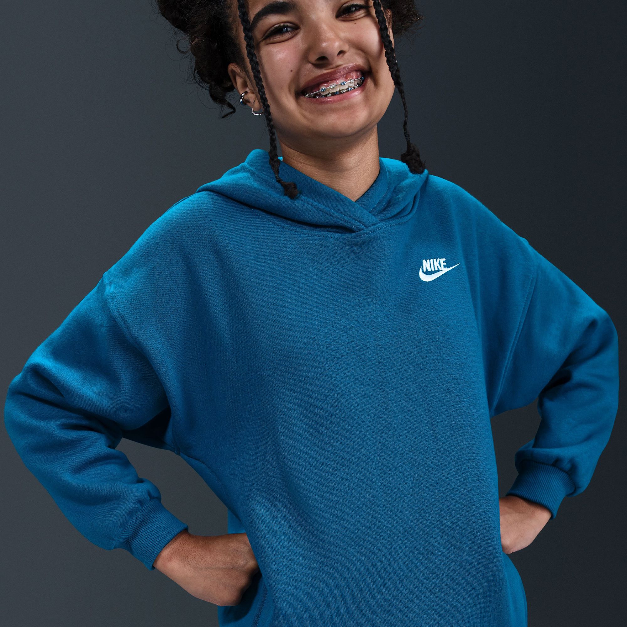 Nike Girls' Sportswear Oversized Club Fleece Pullover Hoodie product image