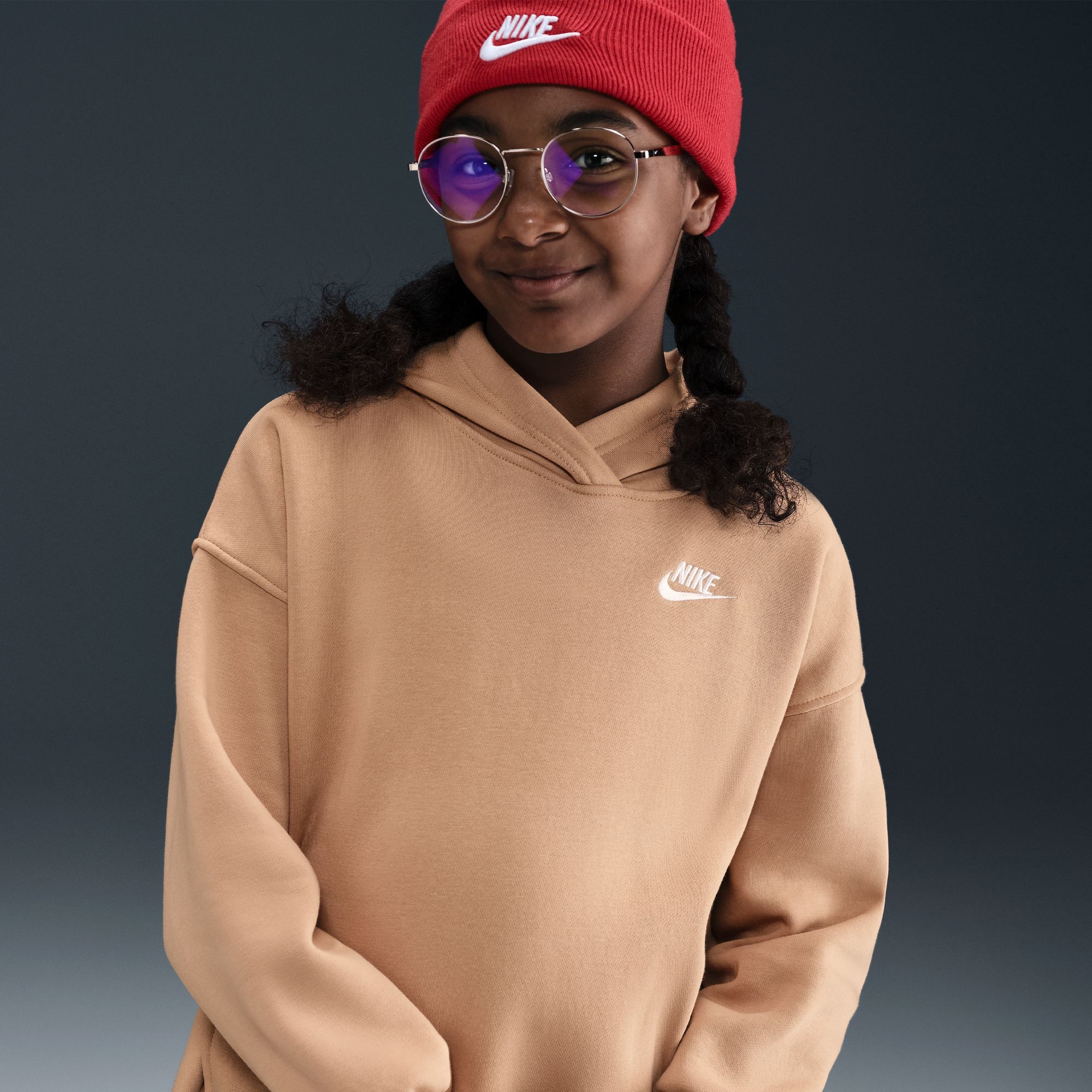Nike Girls' Sportswear Oversized Club Fleece Pullover Hoodie product image
