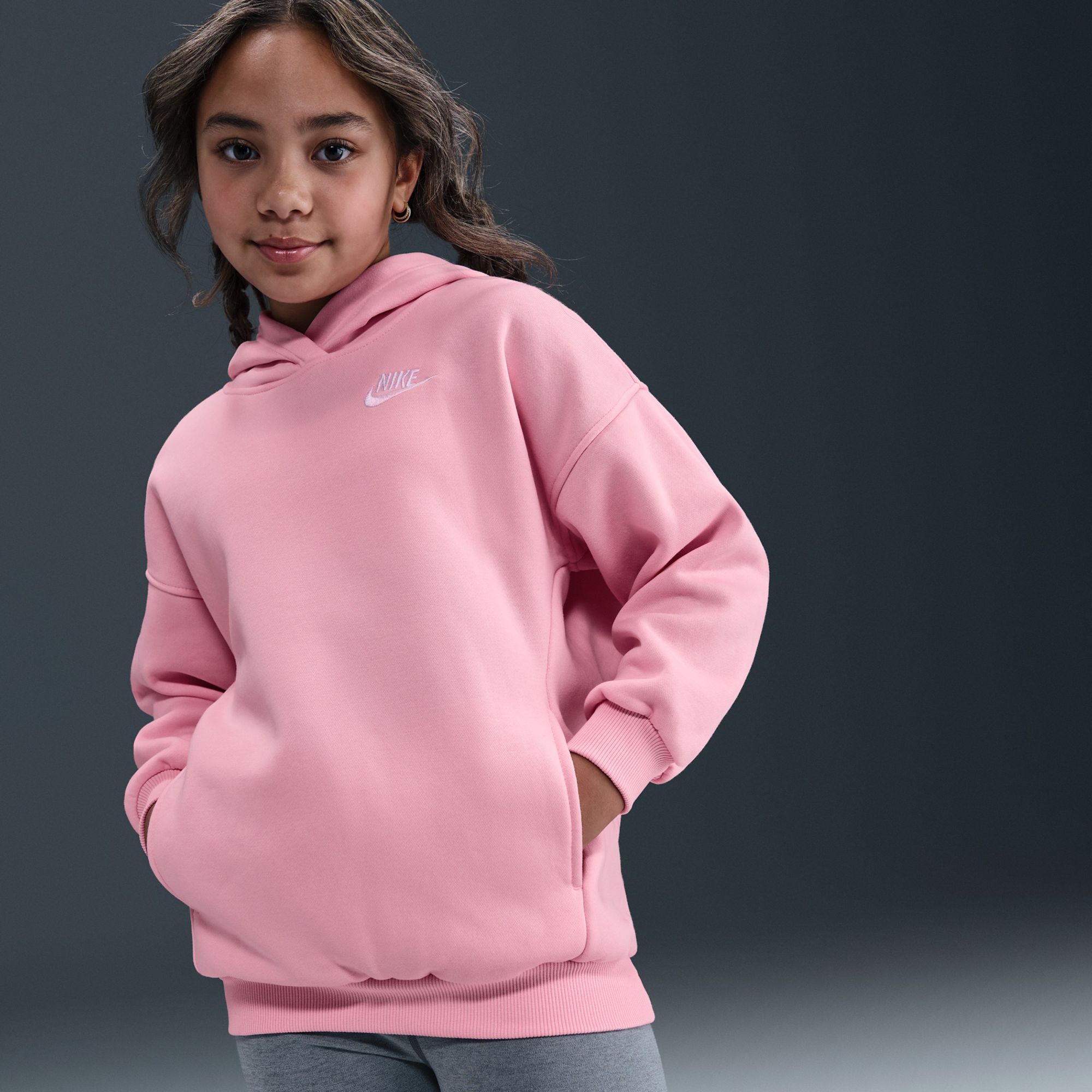 Nike Girls' Sportswear Oversized Club Fleece Pullover Hoodie product image