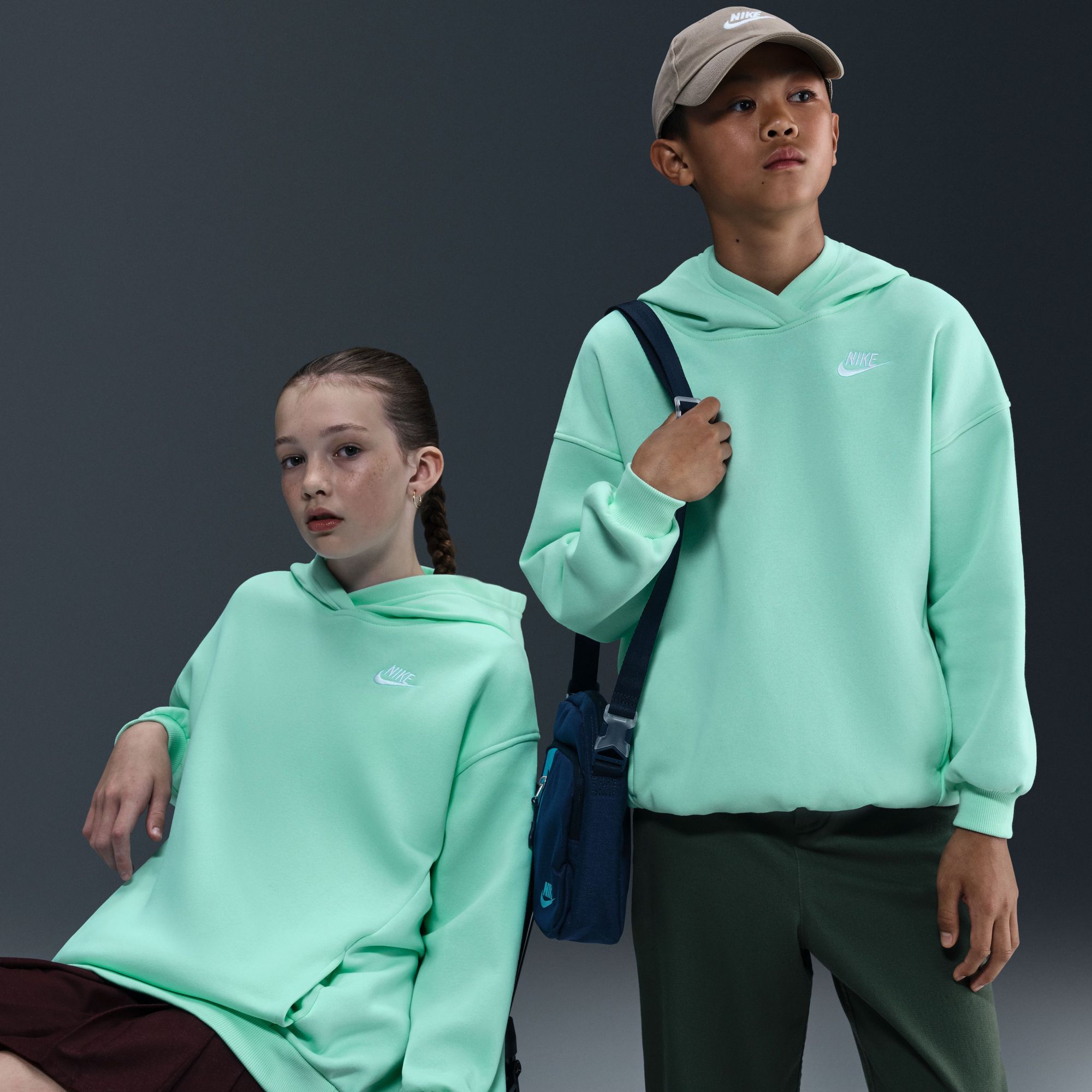 Nike Girls' Sportswear Oversized Club Fleece Pullover Hoodie product image