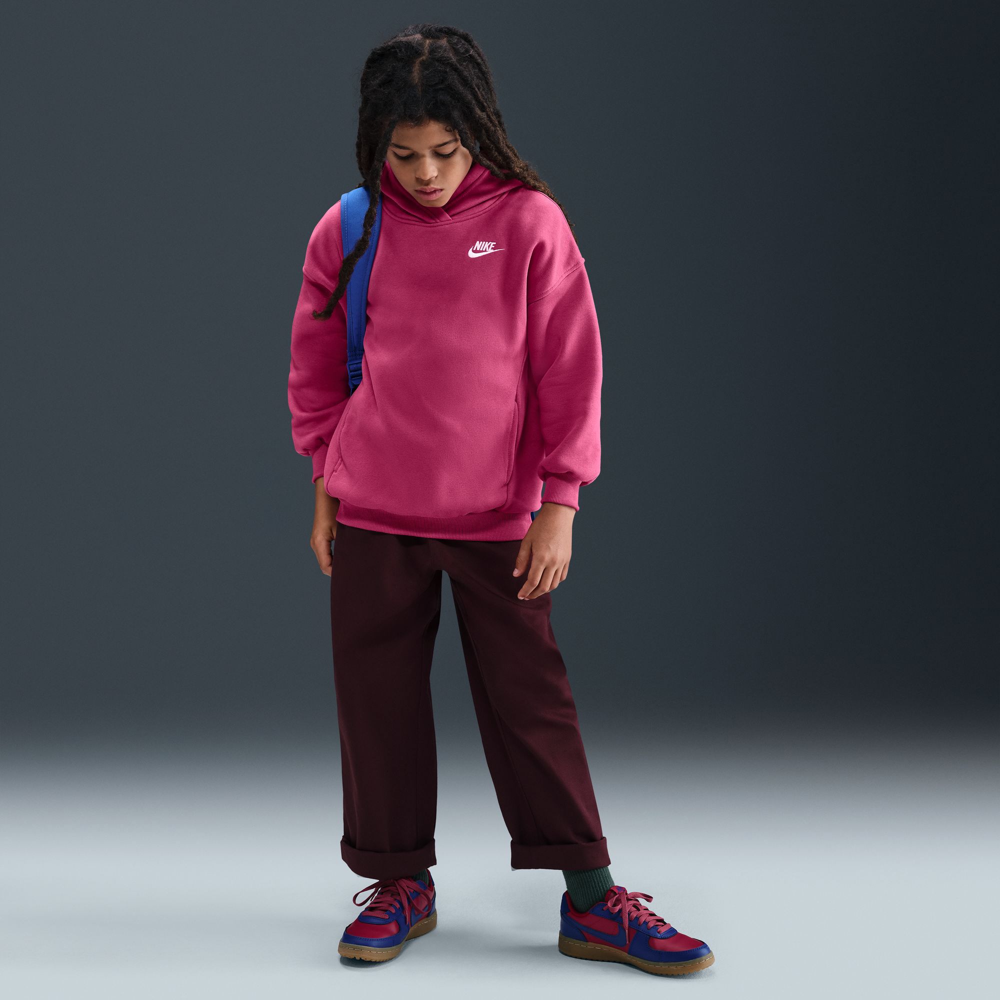 Nike Girls' Sportswear Oversized Club Fleece Pullover Hoodie product image