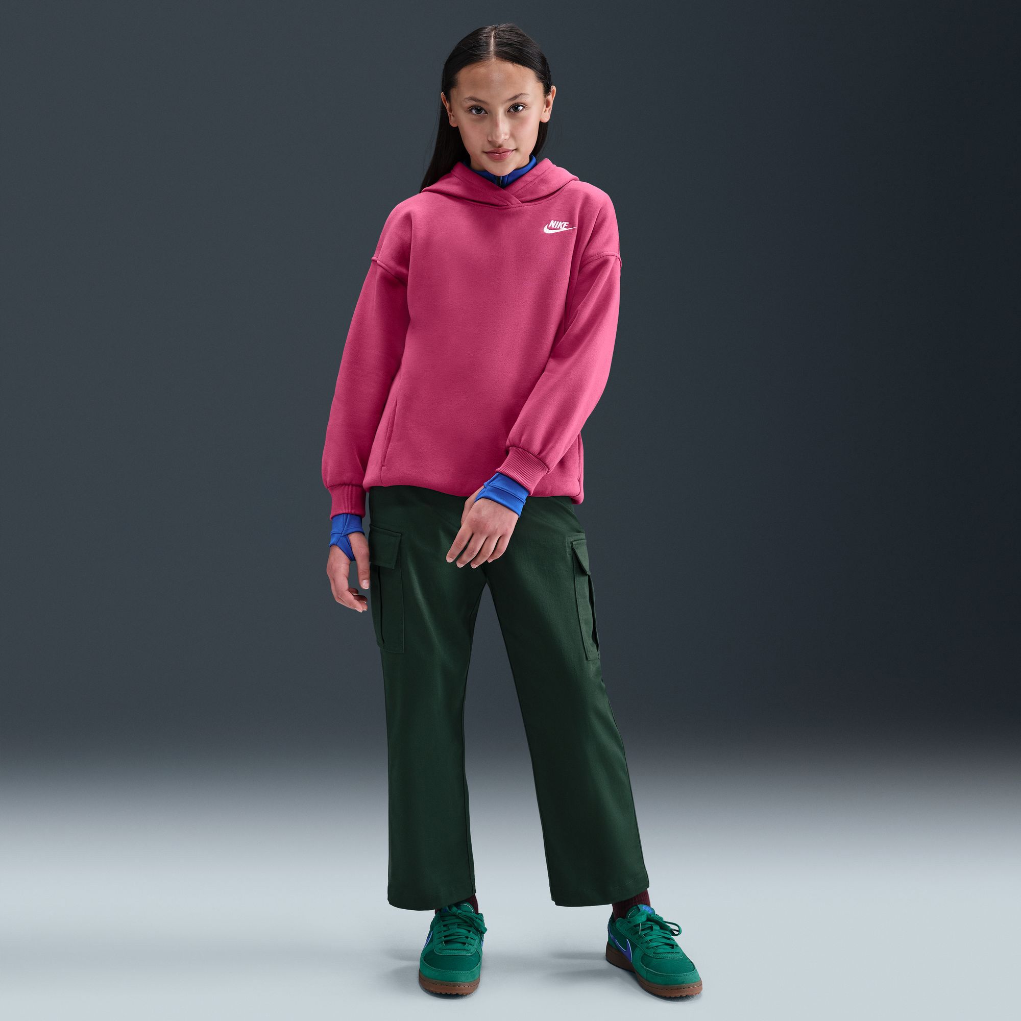 Nike Girls' Sportswear Oversized Club Fleece Pullover Hoodie product image