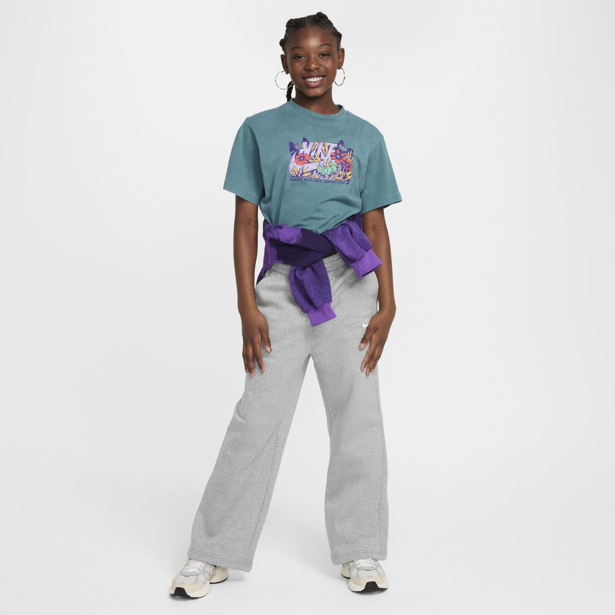 Nike Girls' Sportswear Club Fleece Wide-Leg Pants product image