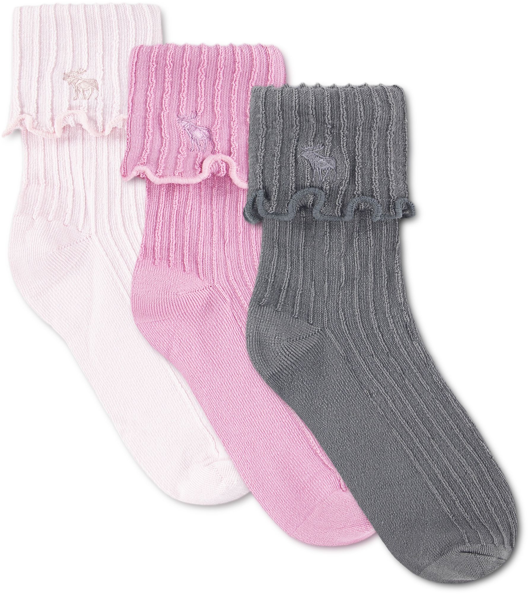 abercrombie Fold Over Lettuce Hem Crew Socks - 3 Pack product image