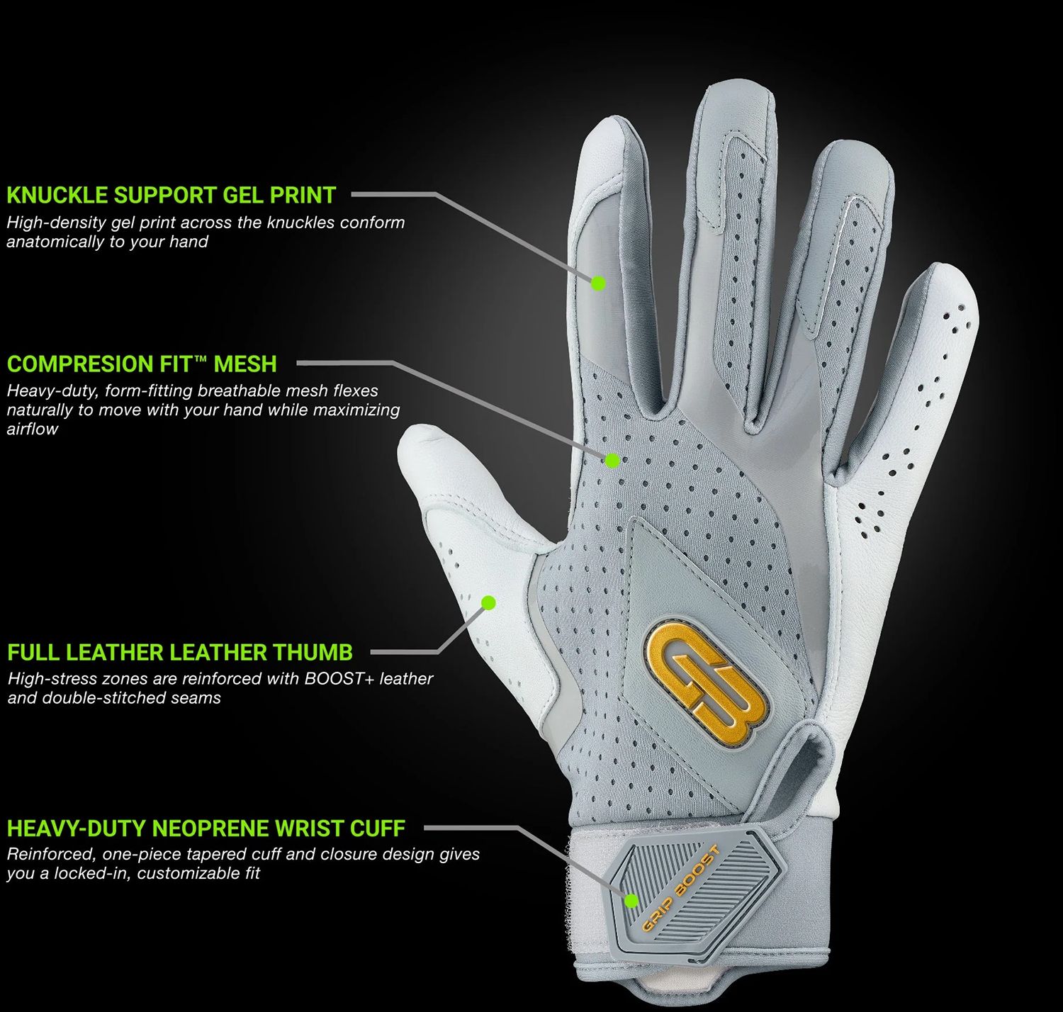 Grip Boost Adult Loaded Batting Gloves product image