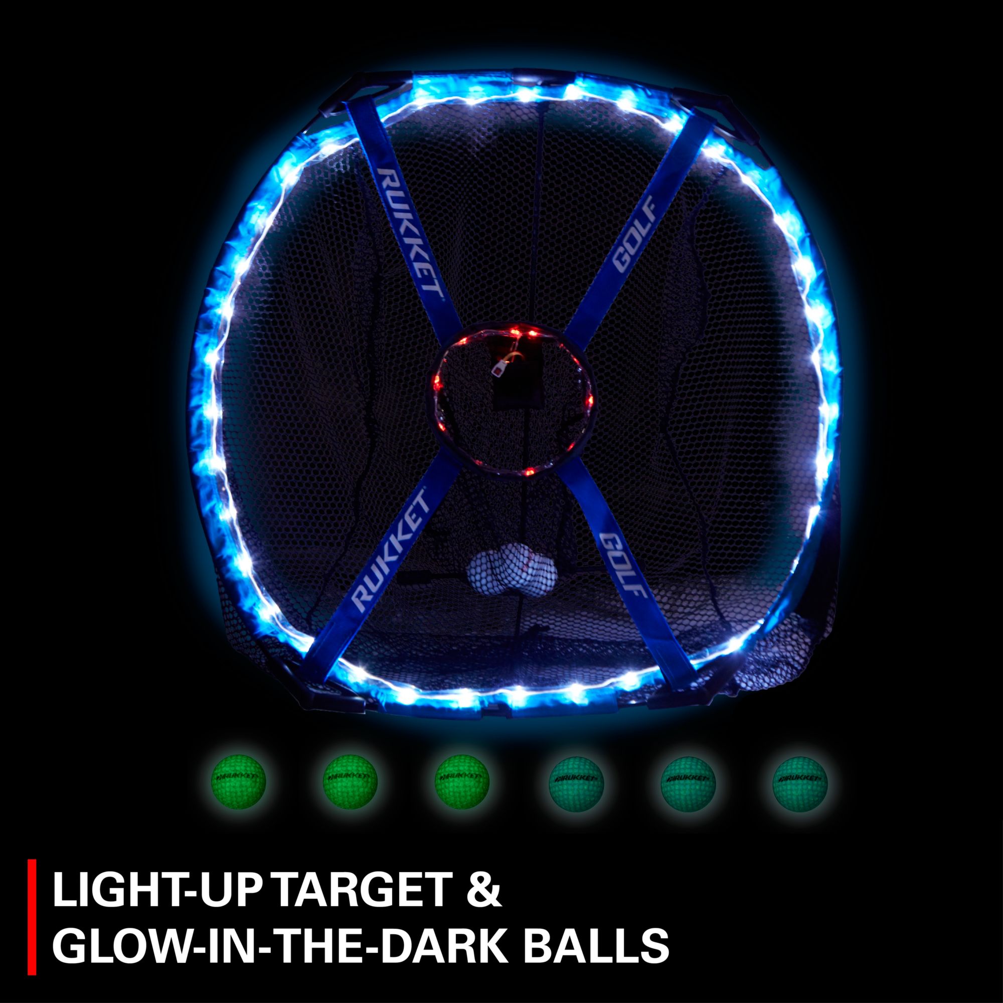 Rukket Pro Light-Up Chipping Net with 6 Tru-Spin Glow-in-the-Dark Practice Balls product image