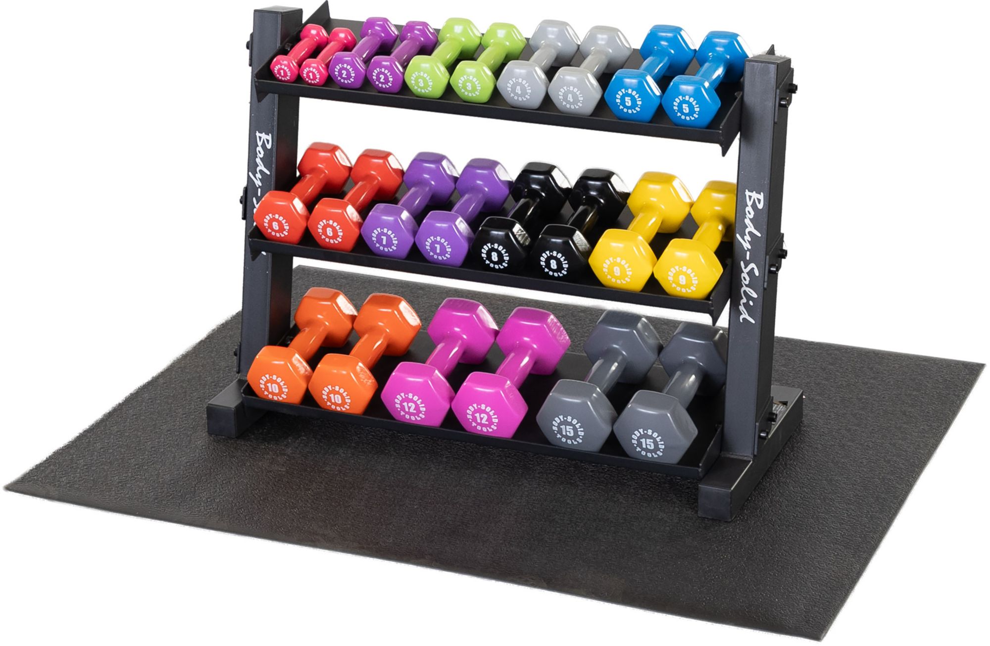 Body-Solid 3-Tier Vinyl/Neoprene Dumbbell Rack product image