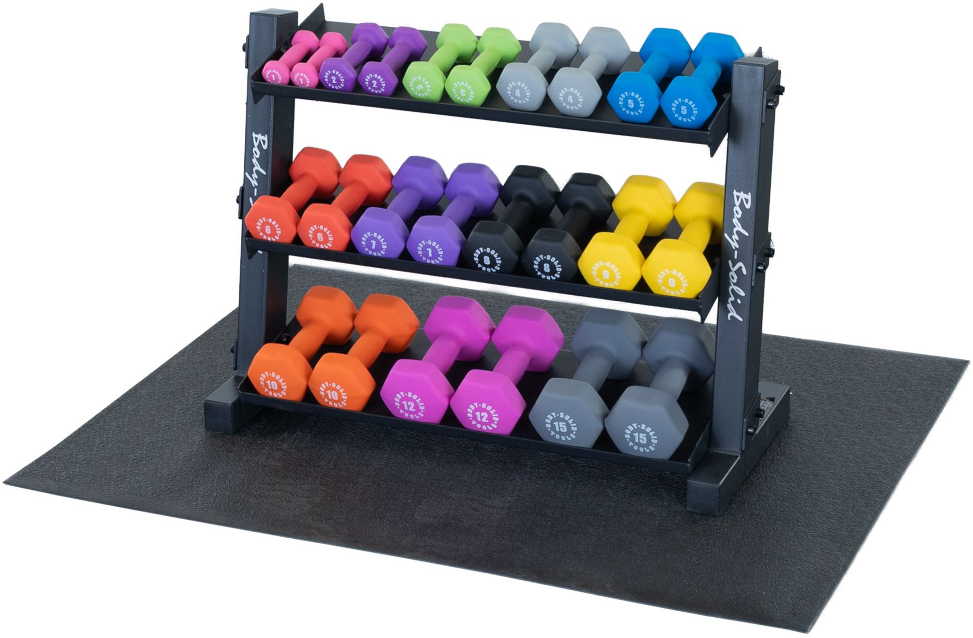 Body-Solid 3-Tier Vinyl/Neoprene Dumbbell Rack product image