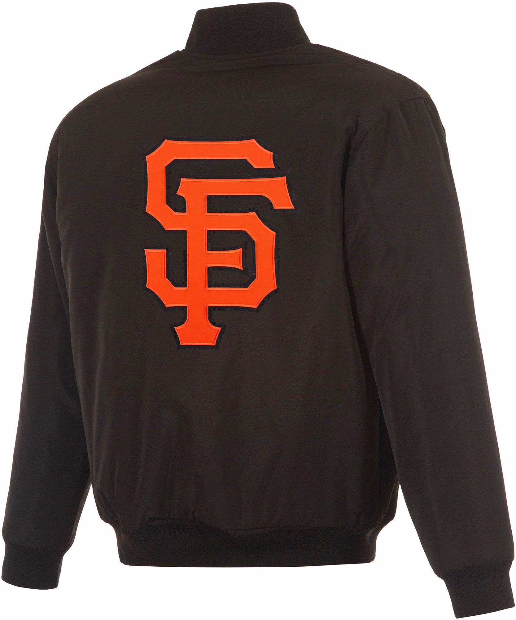 JH Design Men's San Francisco Giants Full-Zip Reversible Flight Black Nylon Jacket product image