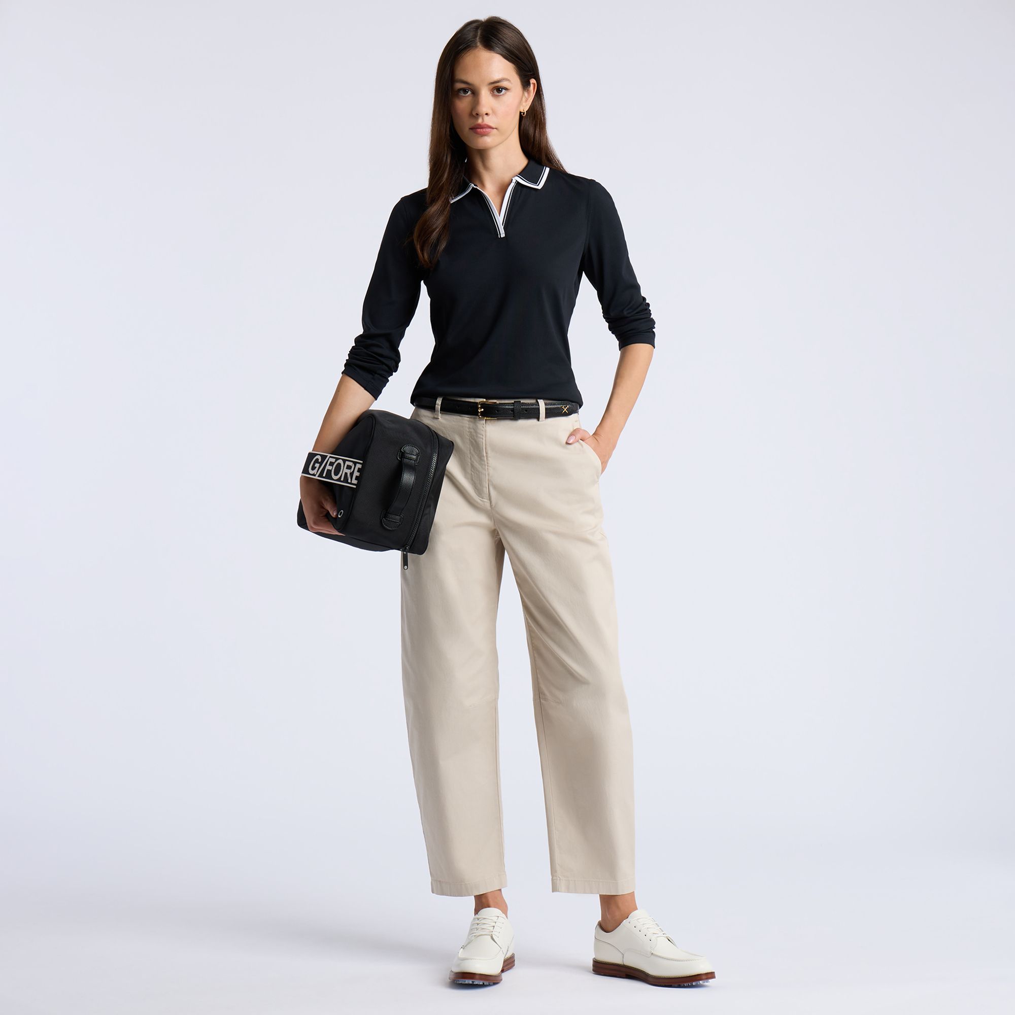 G/FORE Women's Johnny Collar Nylon Rib Long Sleeve Golf Polo product image