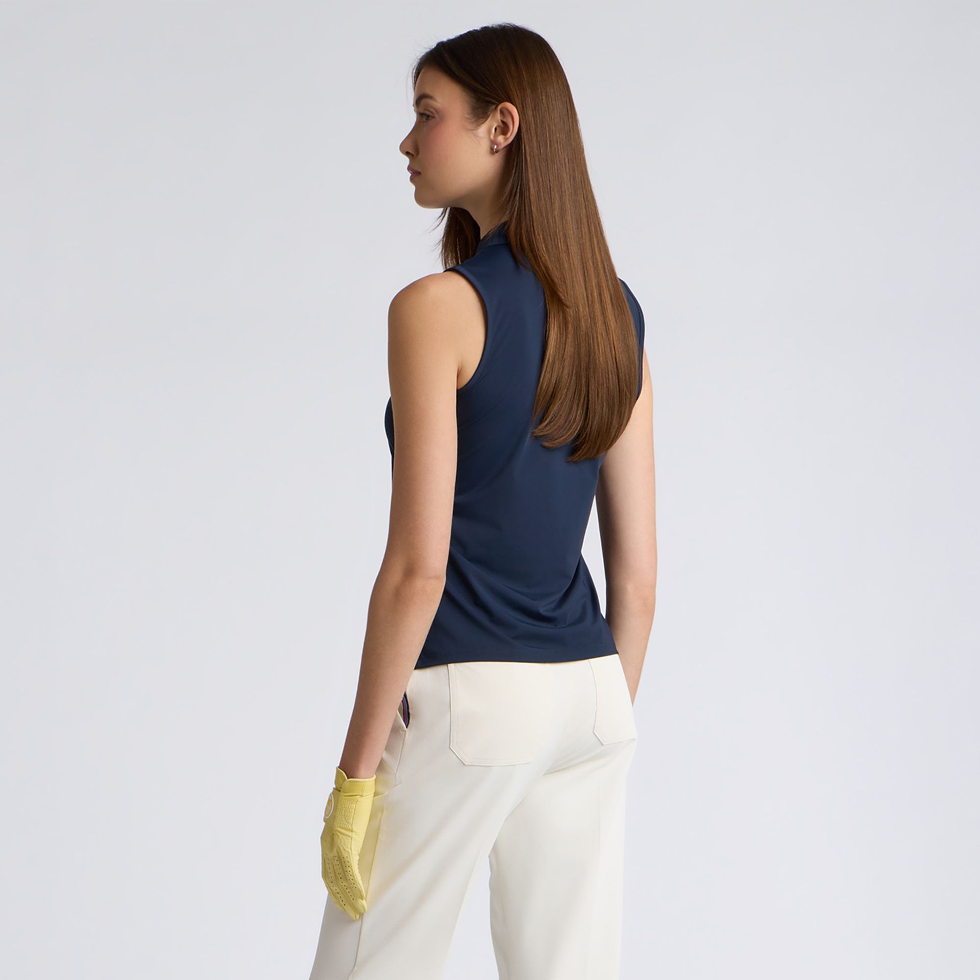 G/FORE Women's Pleated Collar Silky Tech Nylon Sleeveless Golf Polo product image